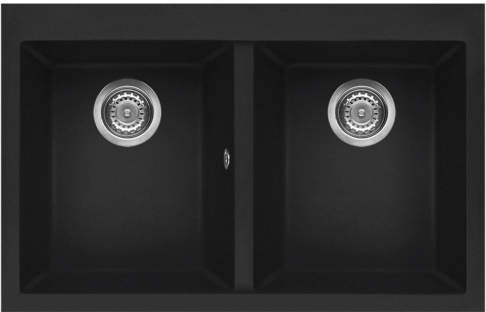 Sudoper granitni Concepto Bello, 79x50 cm, dva korita, crna