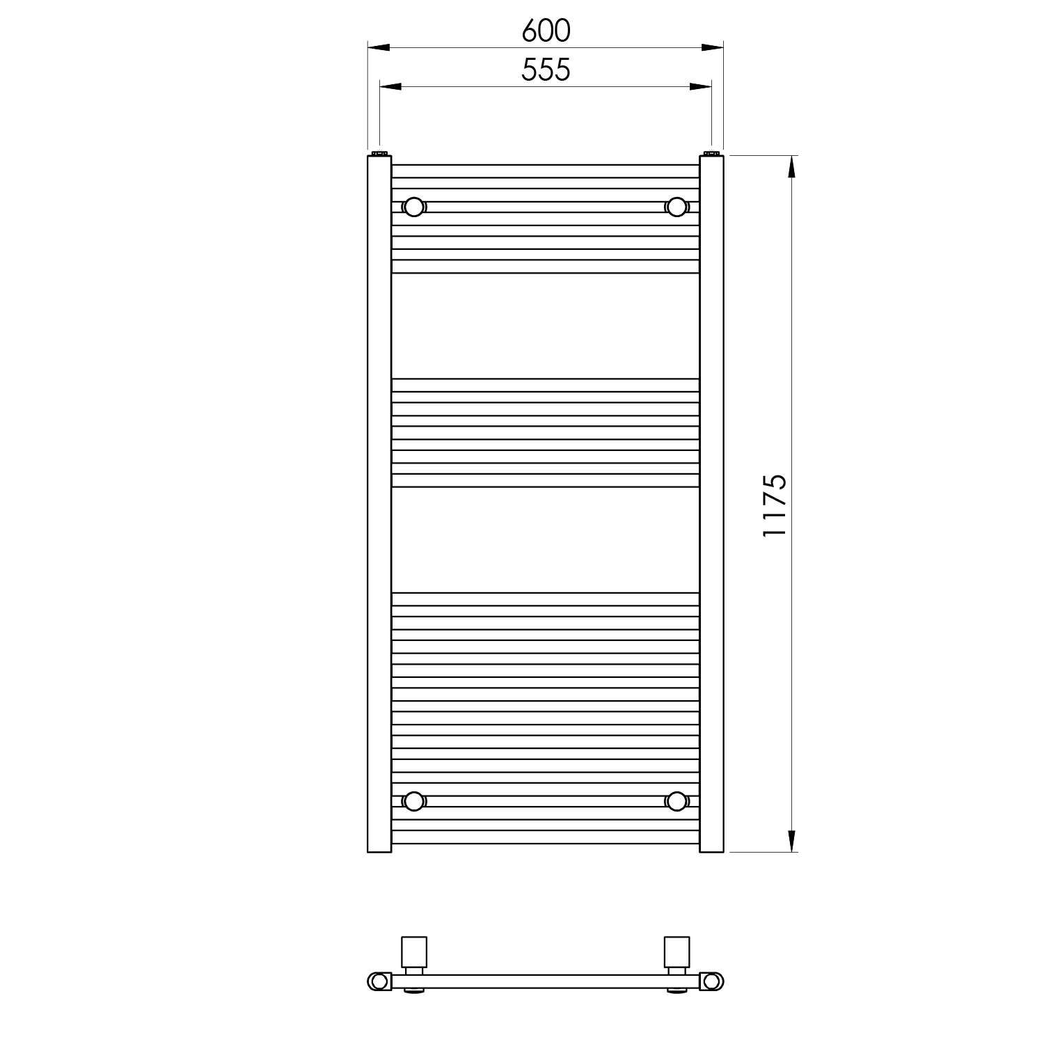 Radijator kupaonski TermaBad R01, 1175x600 mm, 624 W