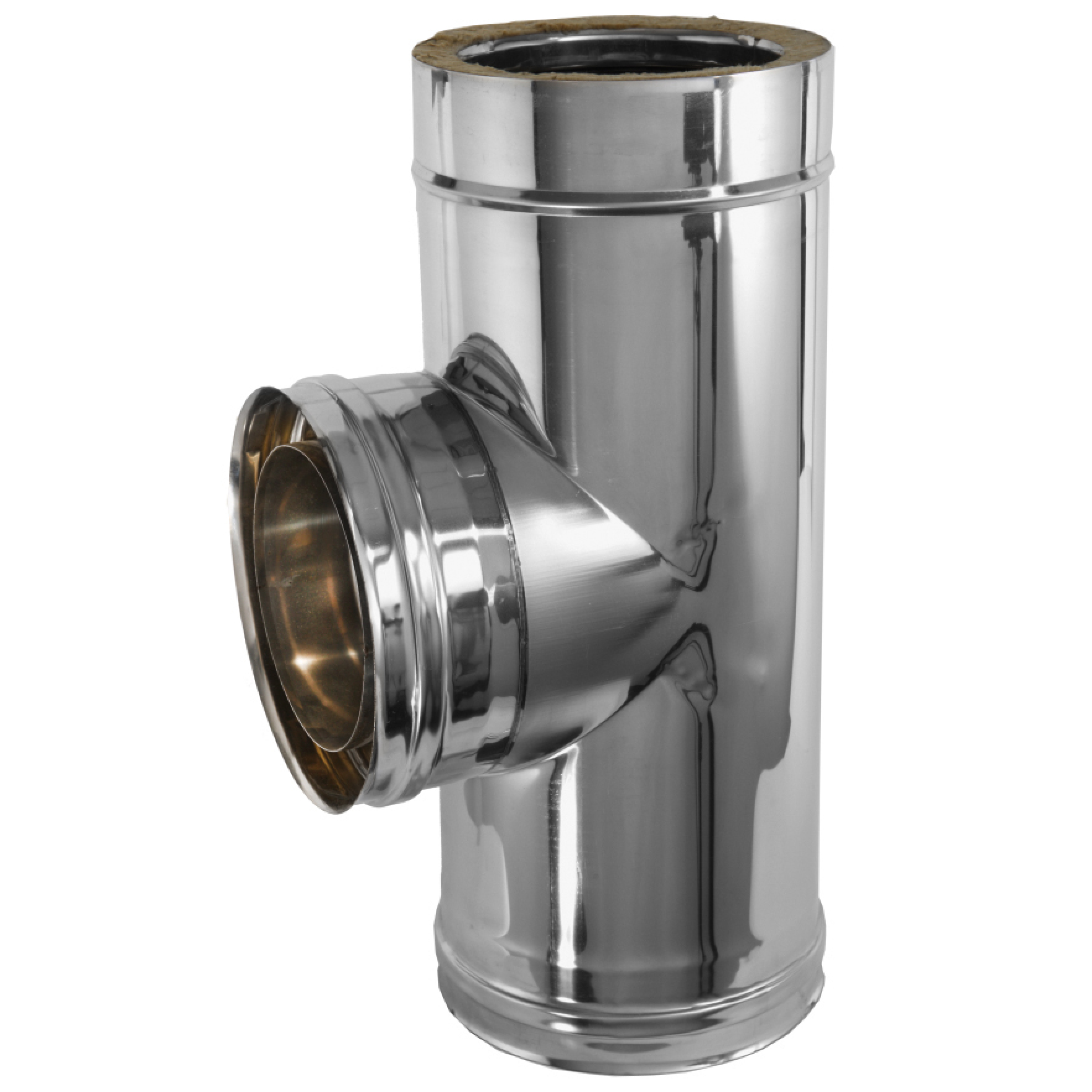 Dimovod Terma Inox T-komad izolirani 100/150, 90°, s dvije obujmice