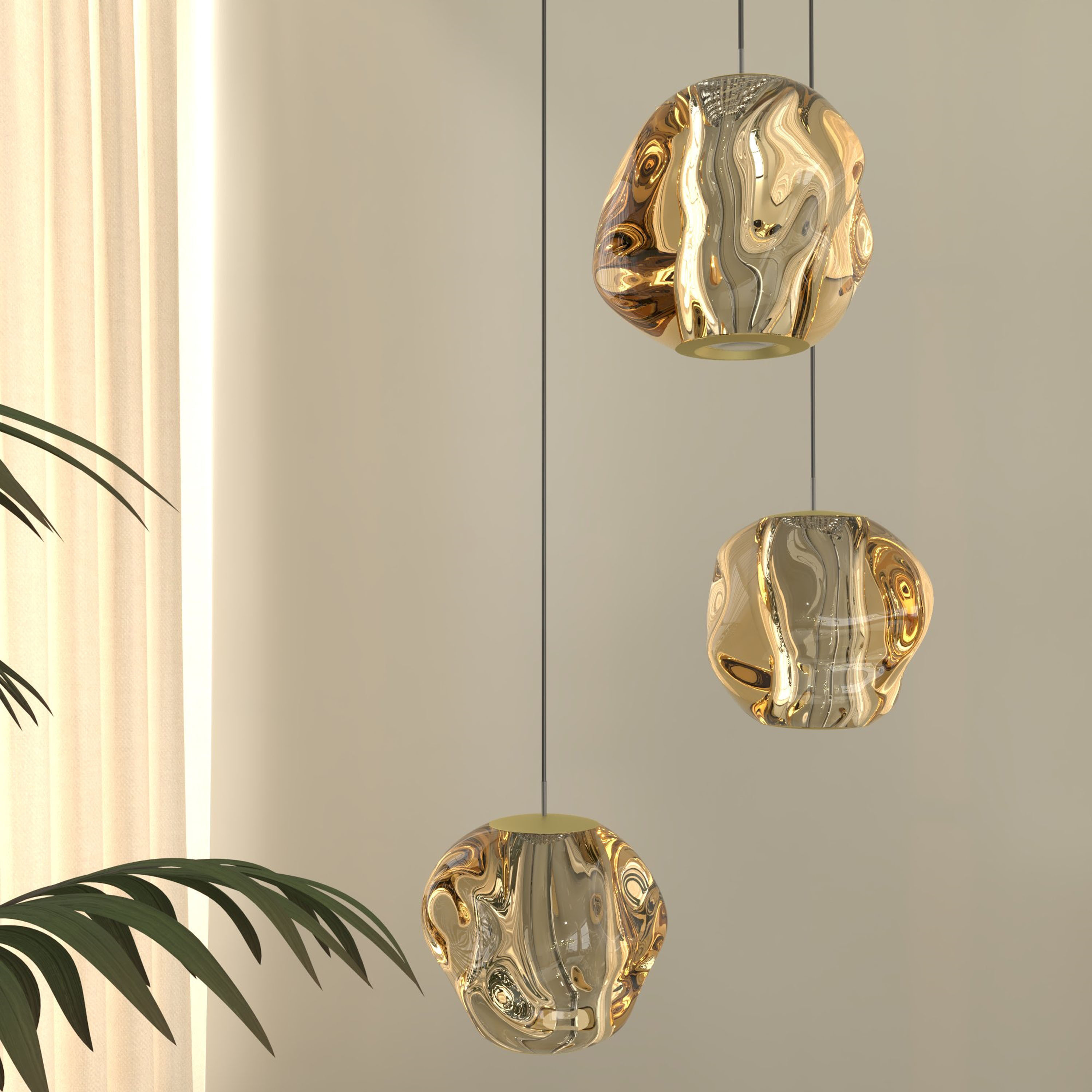 Visilica s tri izvora svjetlosti od 16 W Zorra Lighting Claire champagne acrylic (3000 K)