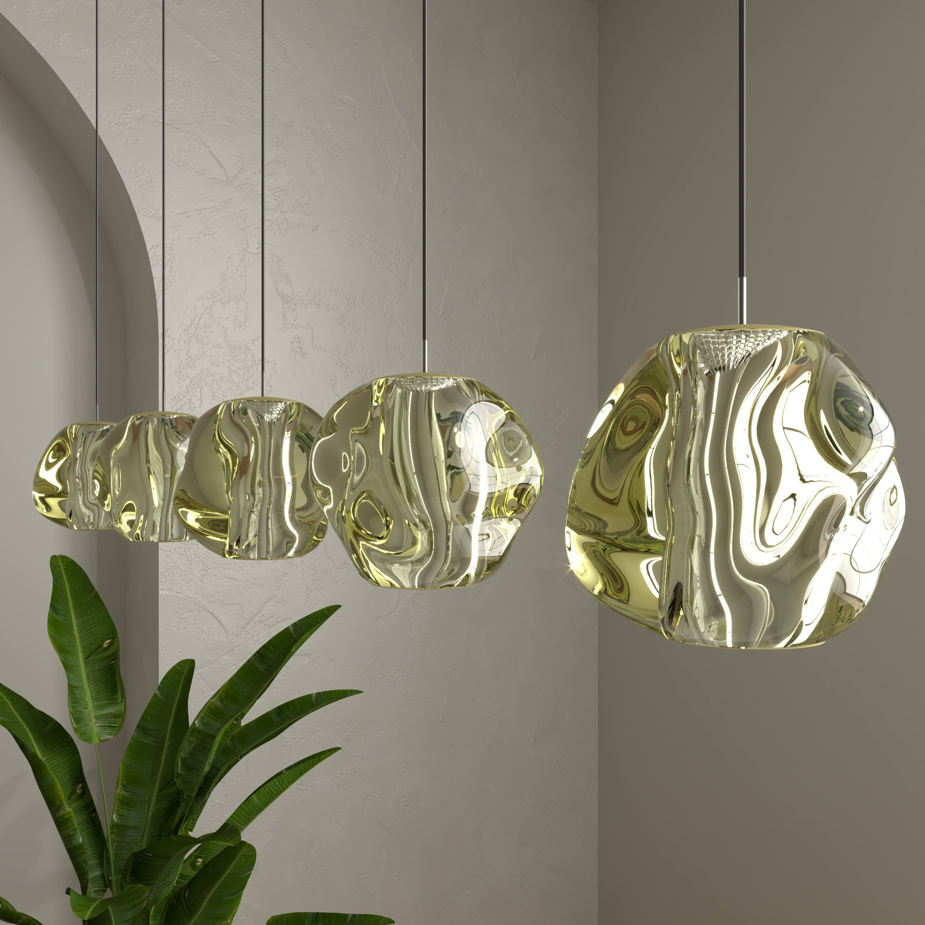 Visilica s pet izvora svjetlosti od 16 W Zorra Lighting Claire champagne acrylic (3000 K)