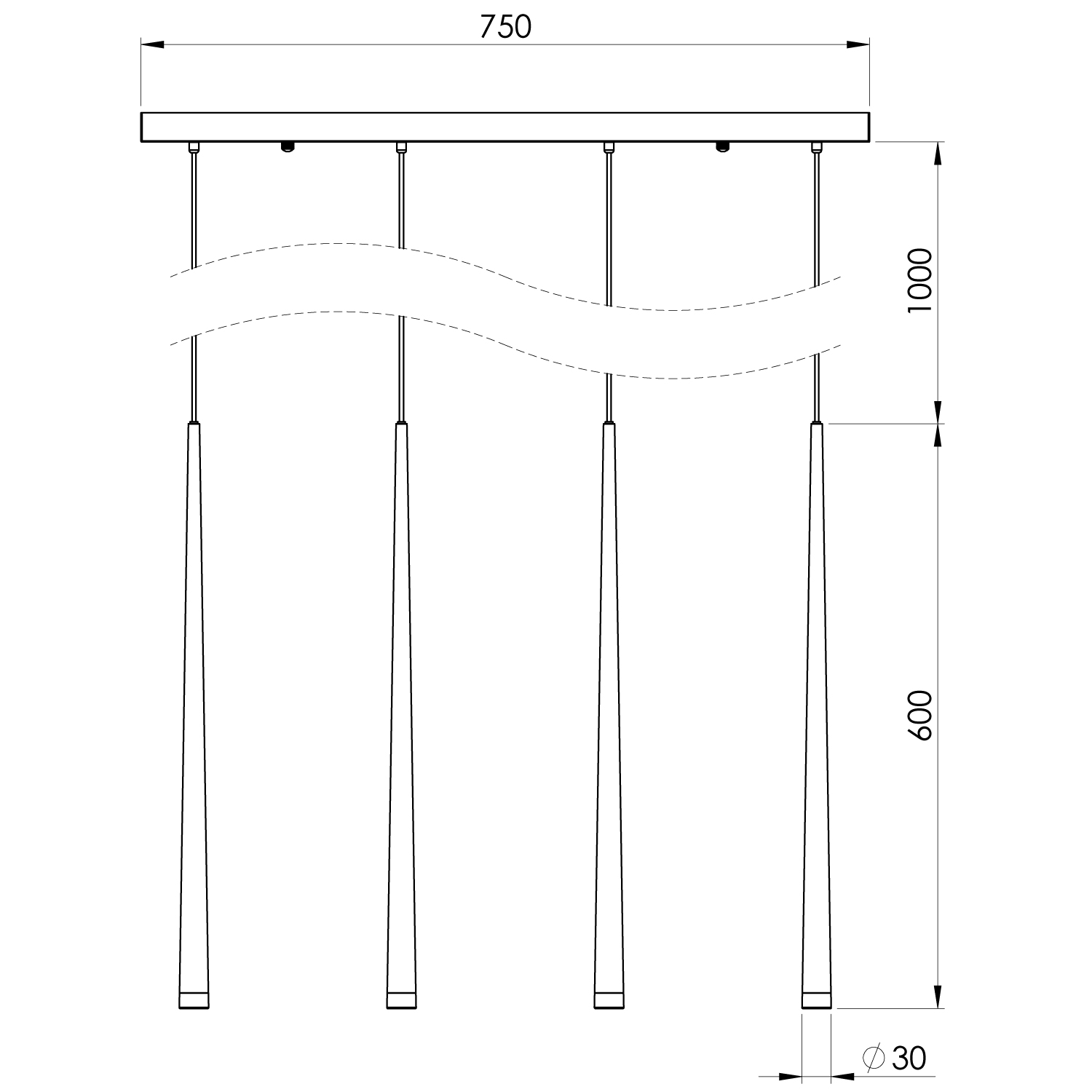 Visilica od 12 W Zorra Lighting Iva linijska (3000 K, IP20, 750x30x600 mm) mat crna
