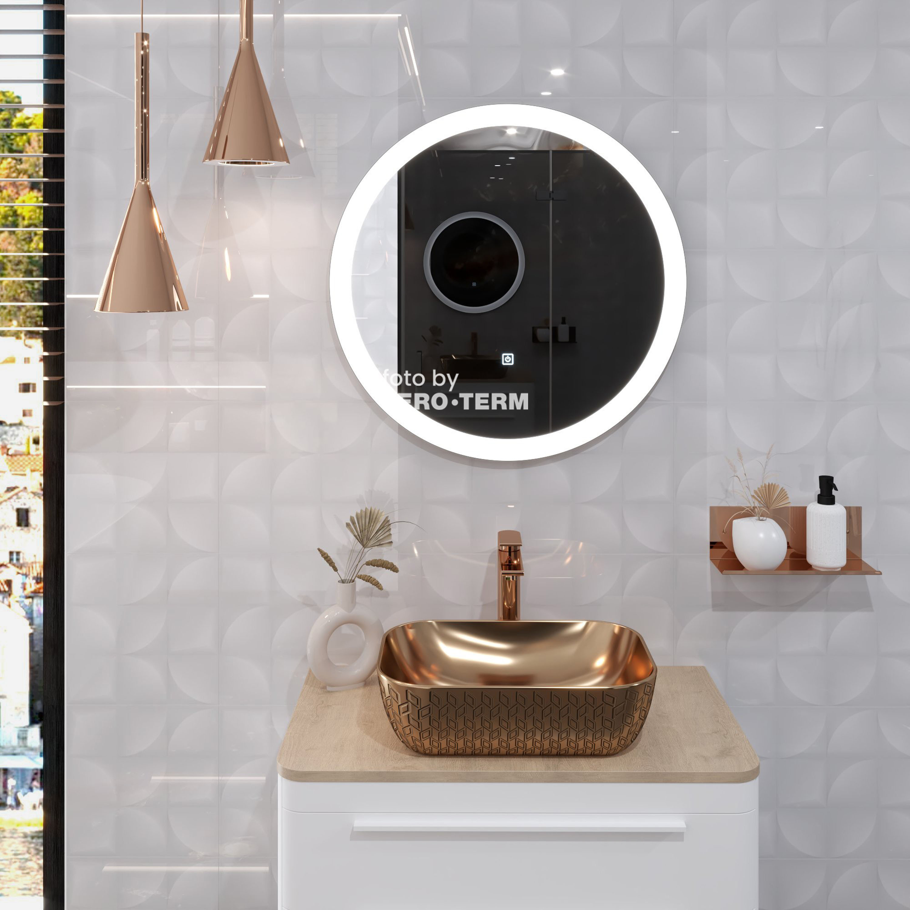 Ogledalo sa LED rasvjetom Concepto+ Camila Black Touch, 70x2,6x70 cm 