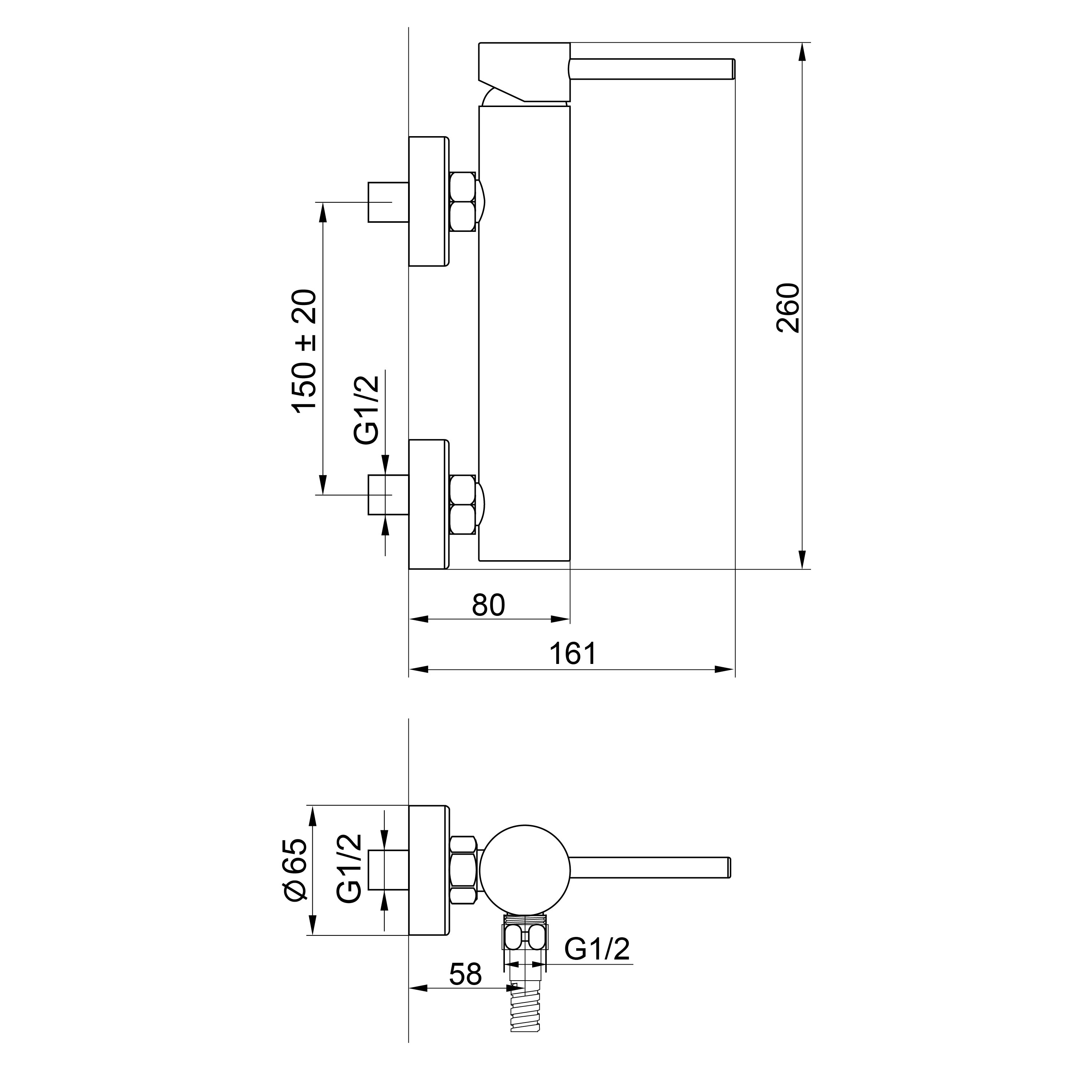 Miješalica za tuš kadu Voxort Maya Black