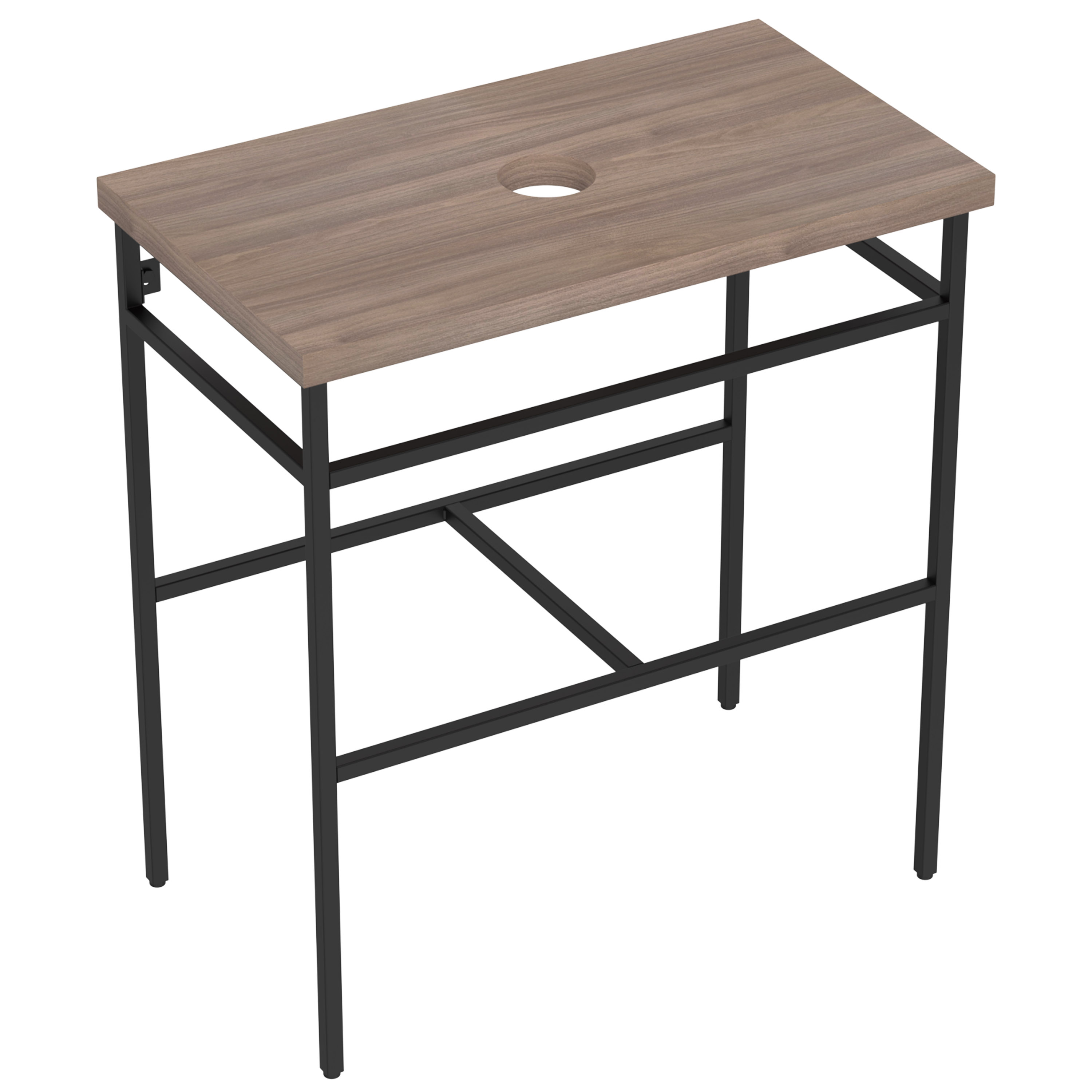 Kupaonski element stojeći s pločom Concepto+ Smooth Steel, 80 cm, metalna konstrukcija, iveral, Dark Walnut, debljina 3,6 cm