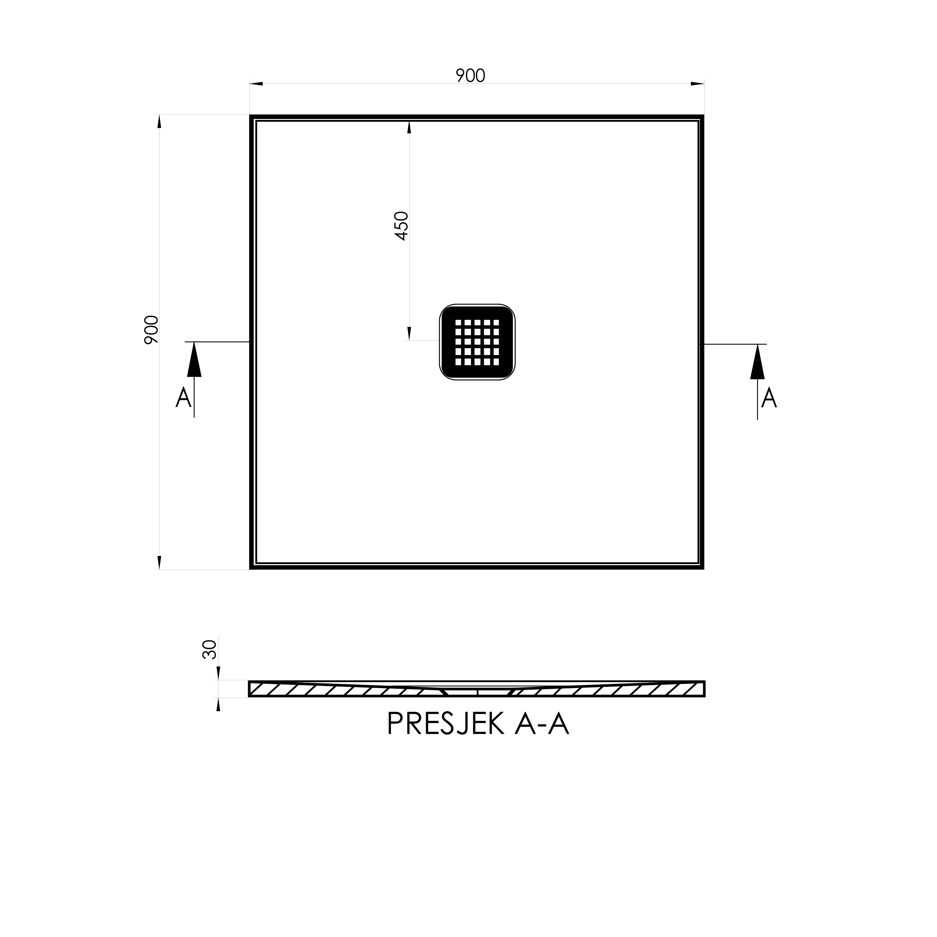 Tuš kada kvadratna Voxort Premium Maribel, 90 cm