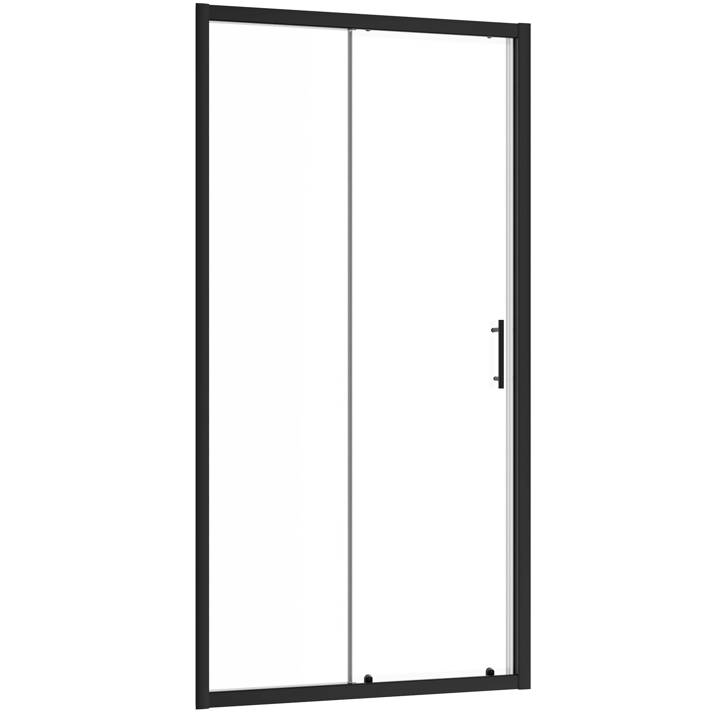 Tuš vrata klizna Voxort Blue Black, 100, prozirno/crna