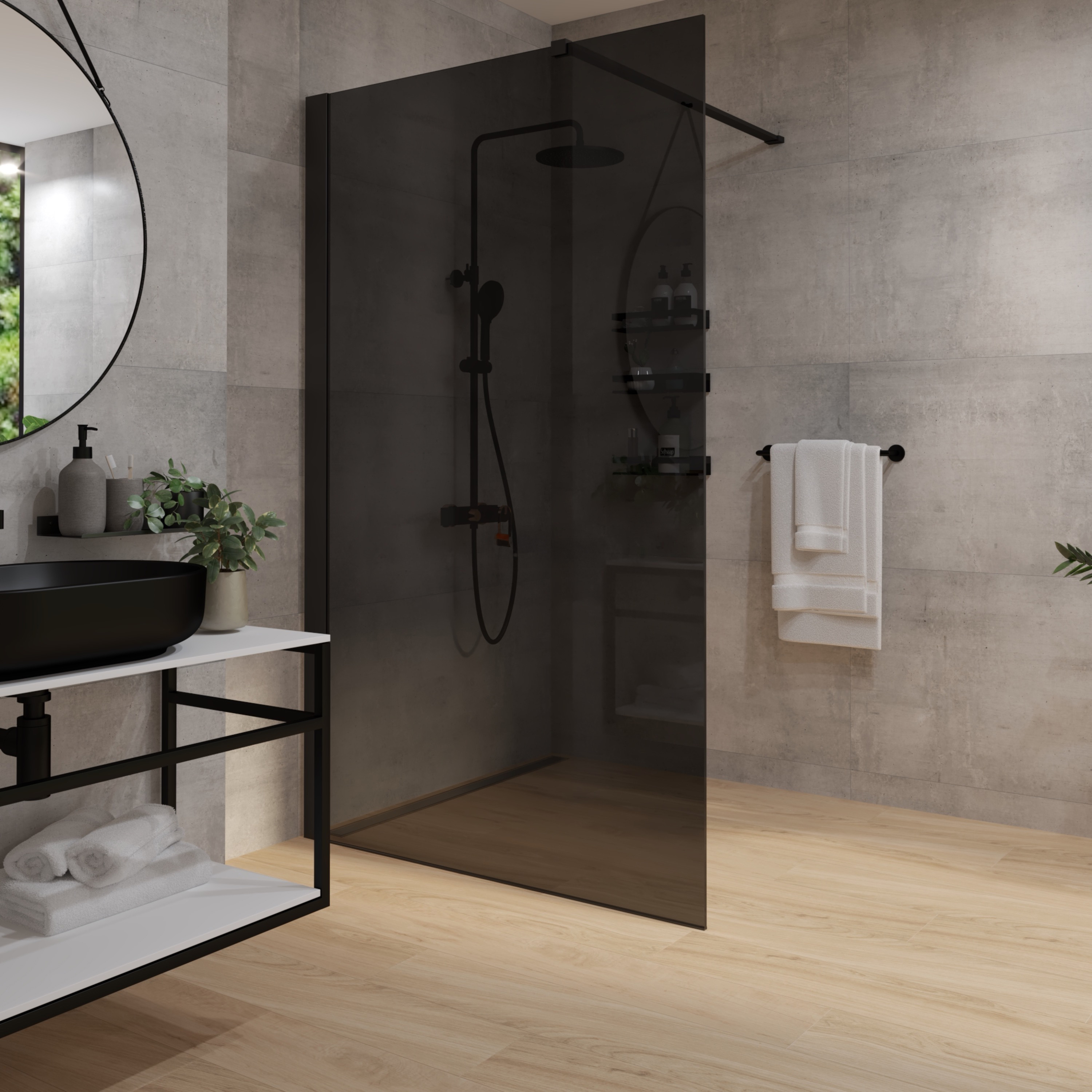 Tuš stranica samostojeća Voxort Blue Black, 120x200, tonirano/crna, 8 mm