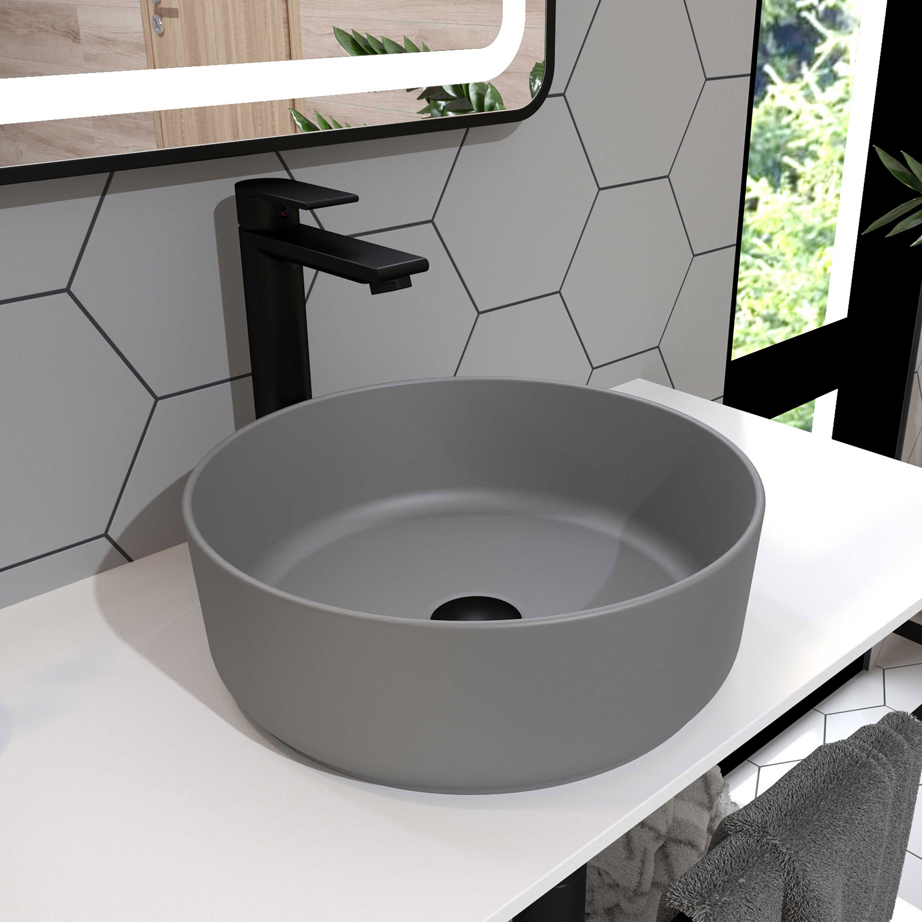 Umivaonik na ploču Concepto Melody-C, 36,5x11,5 cm, mat siva