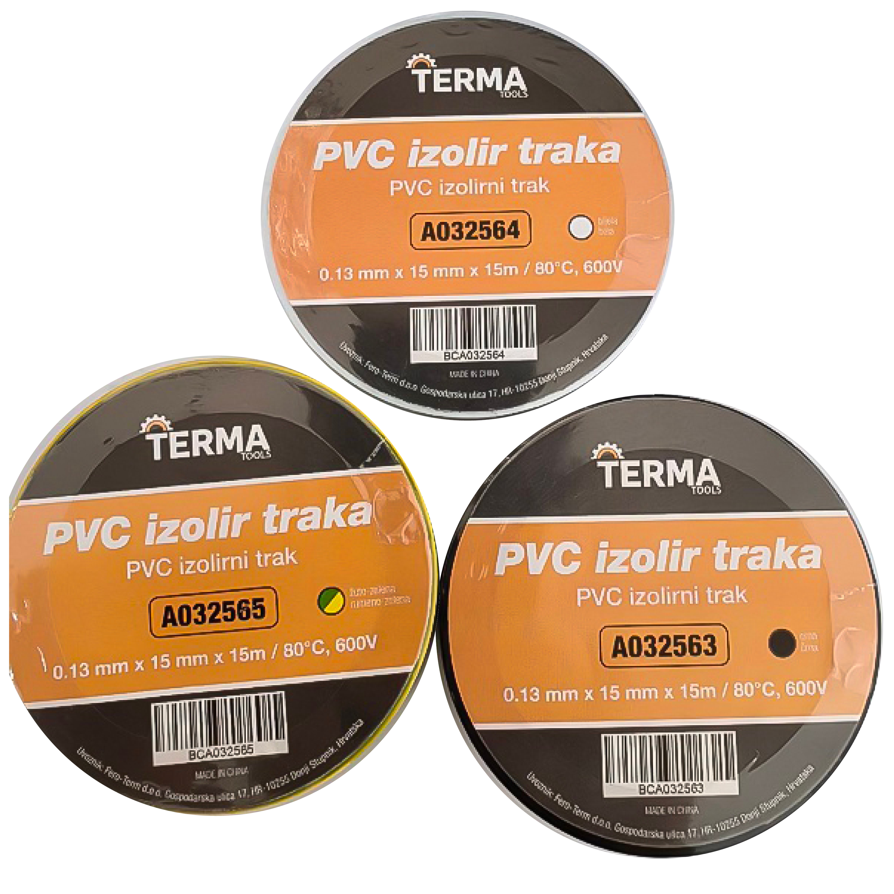 Izolir traka TERMATools, 0.13mm x 15mm x 15m, PVC, bijela