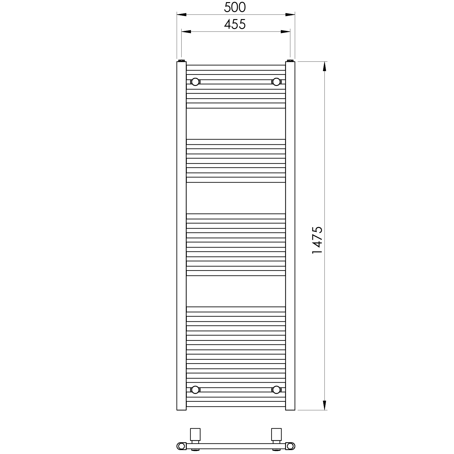 Radijator kupaonski TermaBad R01, 1475x500 mm, 644 W
