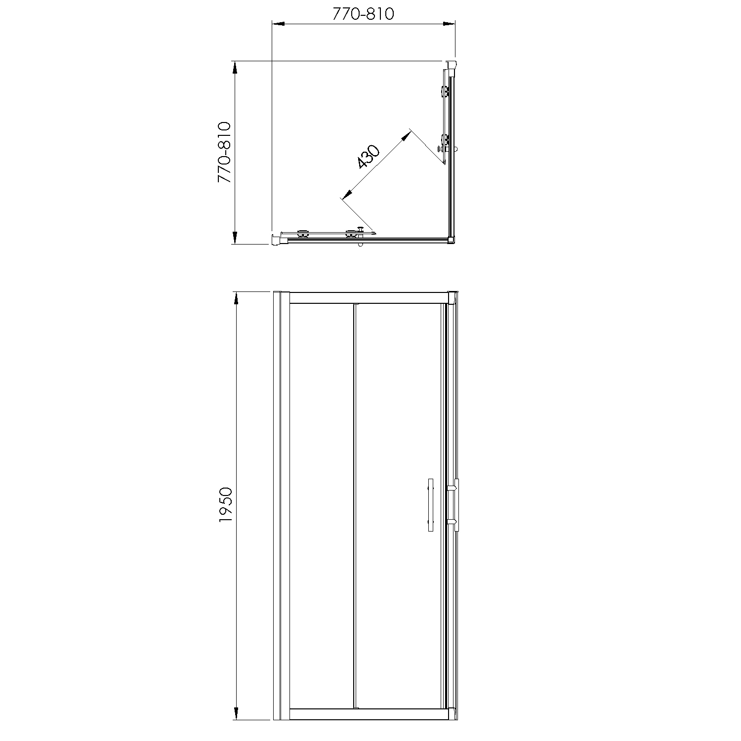 Tuš kabina kvadratna Voxort Pro NS-line, 80, ornament/krom, h-195