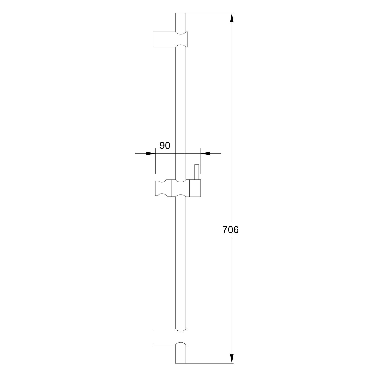 Klizna šipka Voxort Premium Matt Black, 2x70 cm