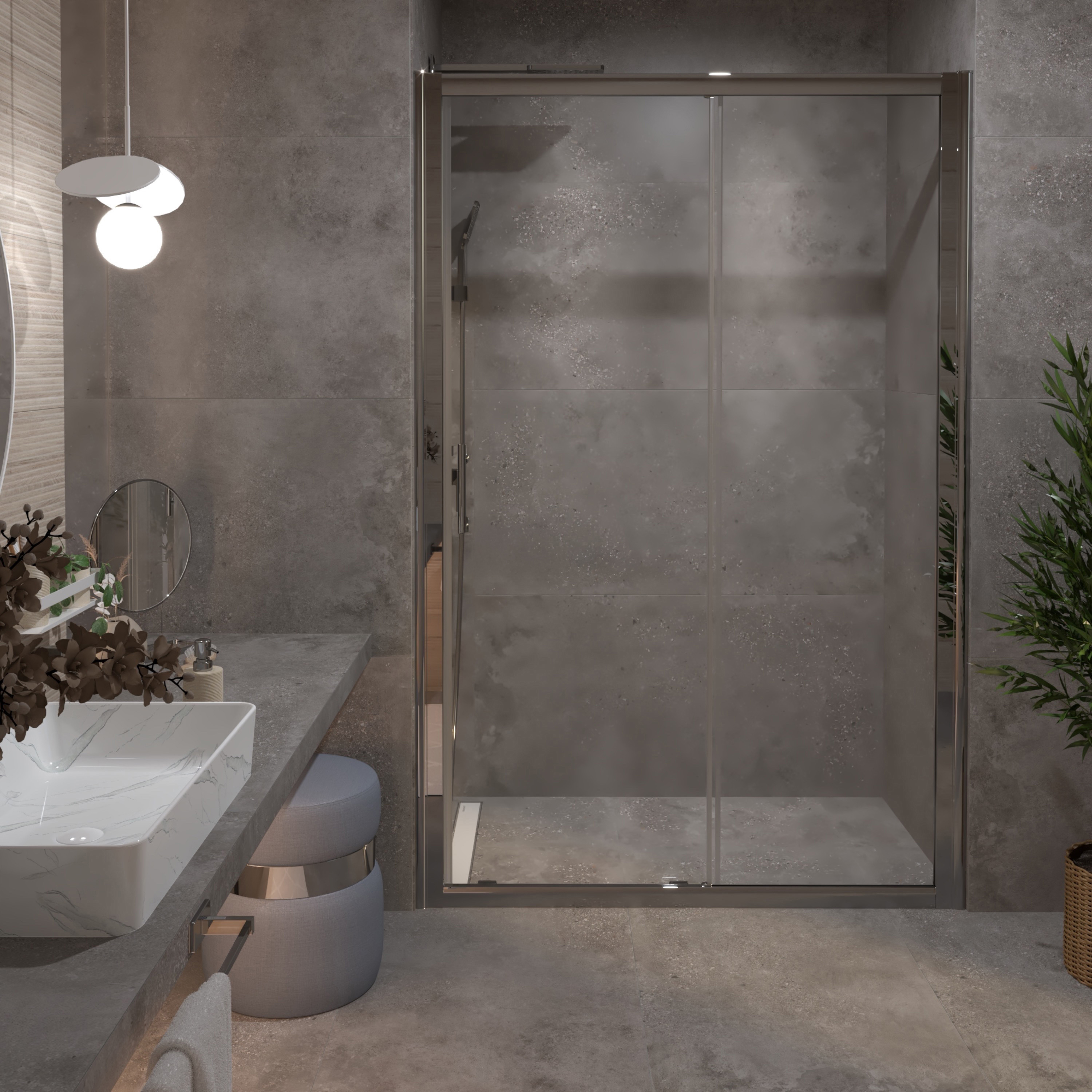 Tuš vrata klizna Voxort Pro NS-line, 130x195, prozirno/krom