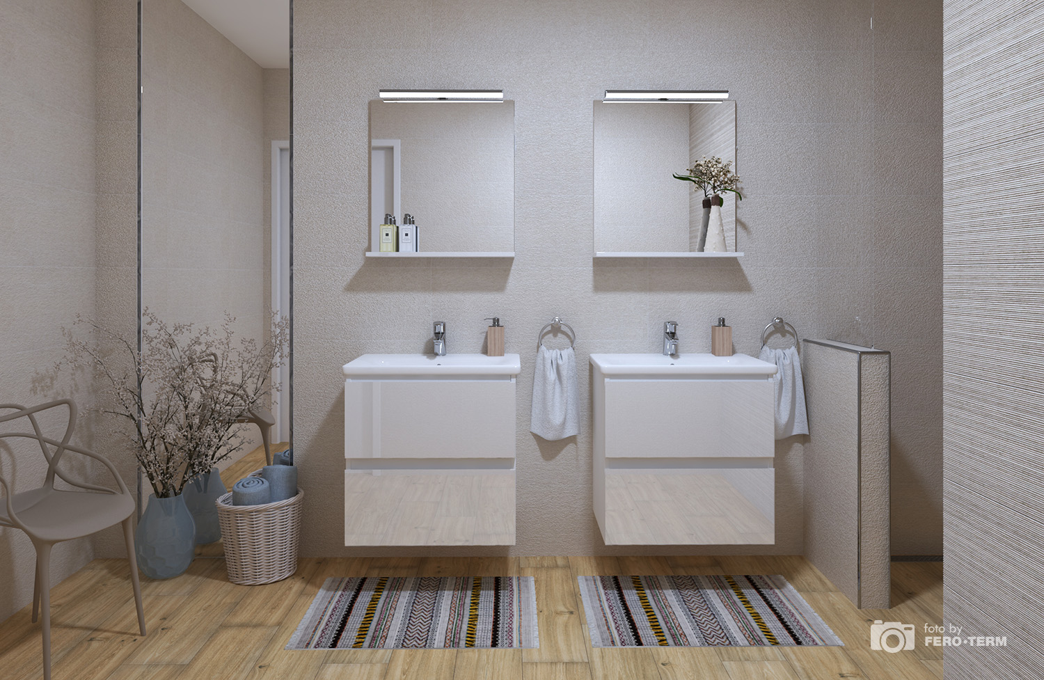 Kupaonski element viseći sa umivaonikom Concepto+ Smooth, 65 cm, bijela, s ladicom