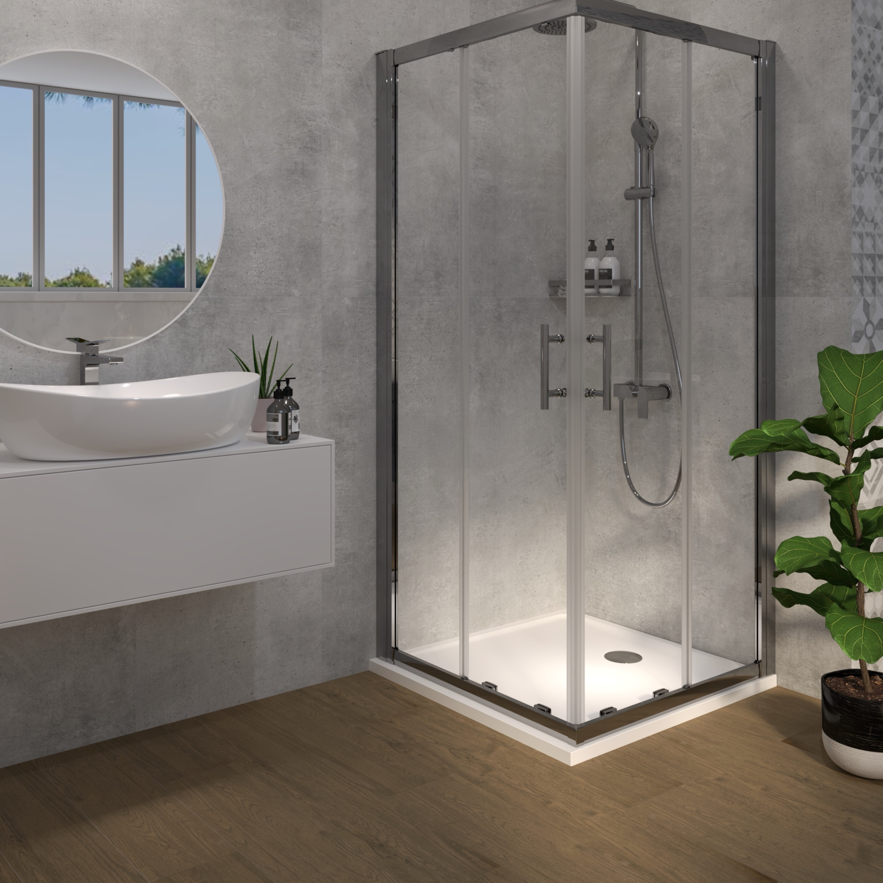 Tuš kabina kvadratna Voxort Pro QF, 90, easy clean, prozirno/krom, h-195