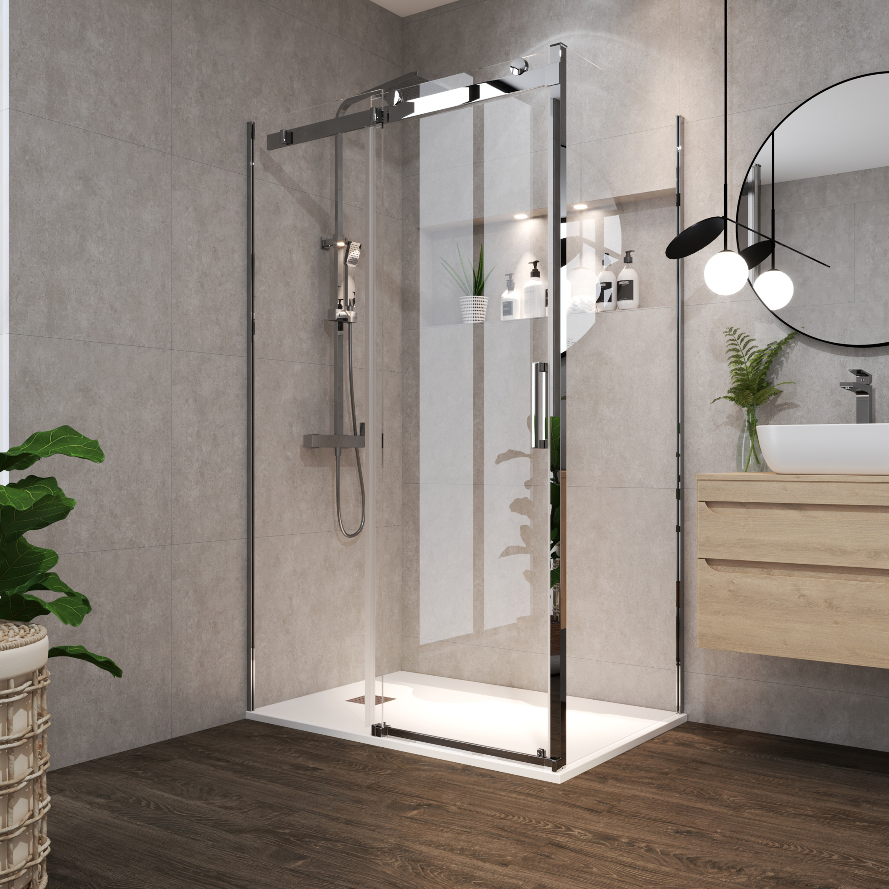 Tuš vrata klizna Voxort Pro Premium SB-line, 120x195, prozirno/krom