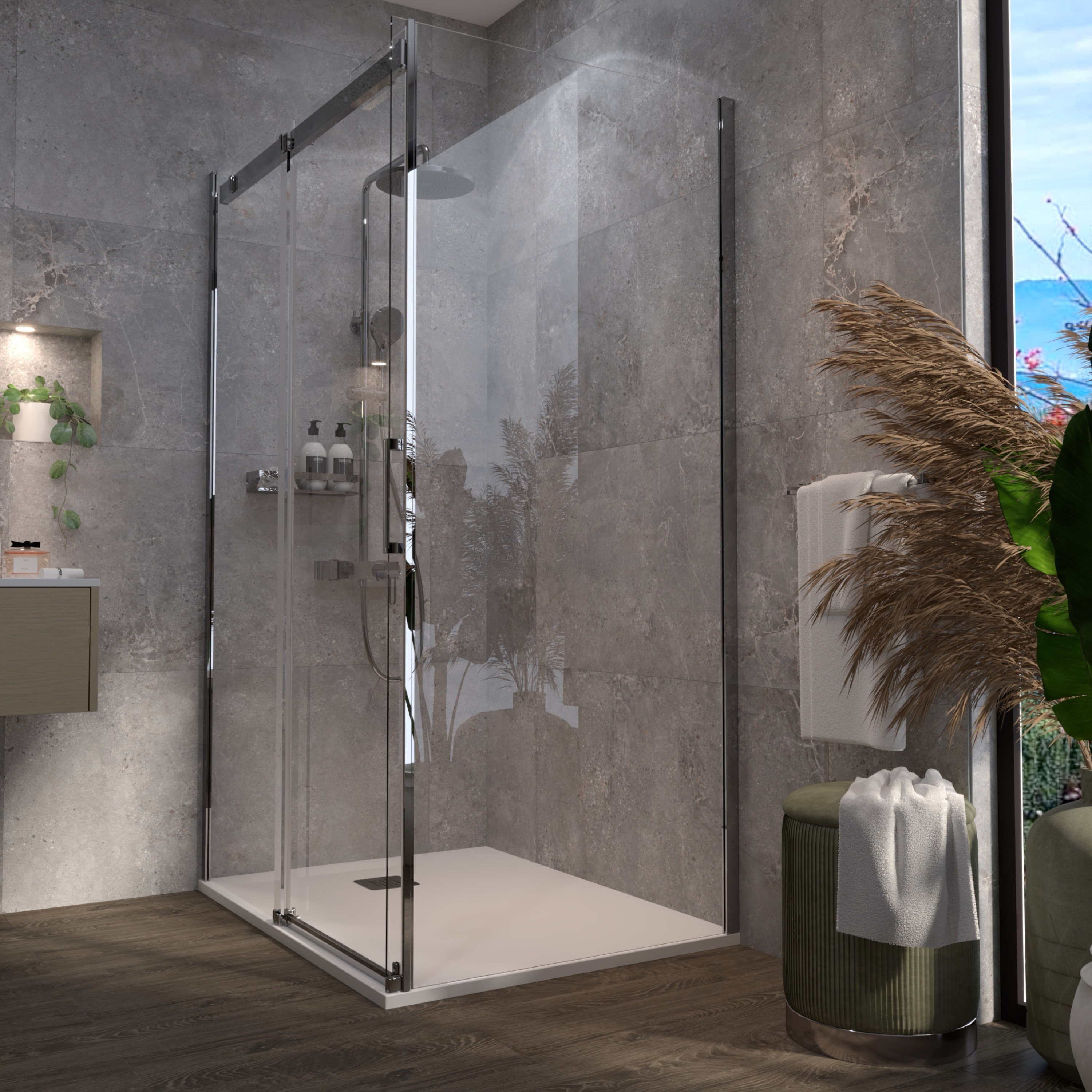 Tuš stranica za vrata Voxort Pro Premium SP/SB, 90, prozirno/krom, vrata-stranica