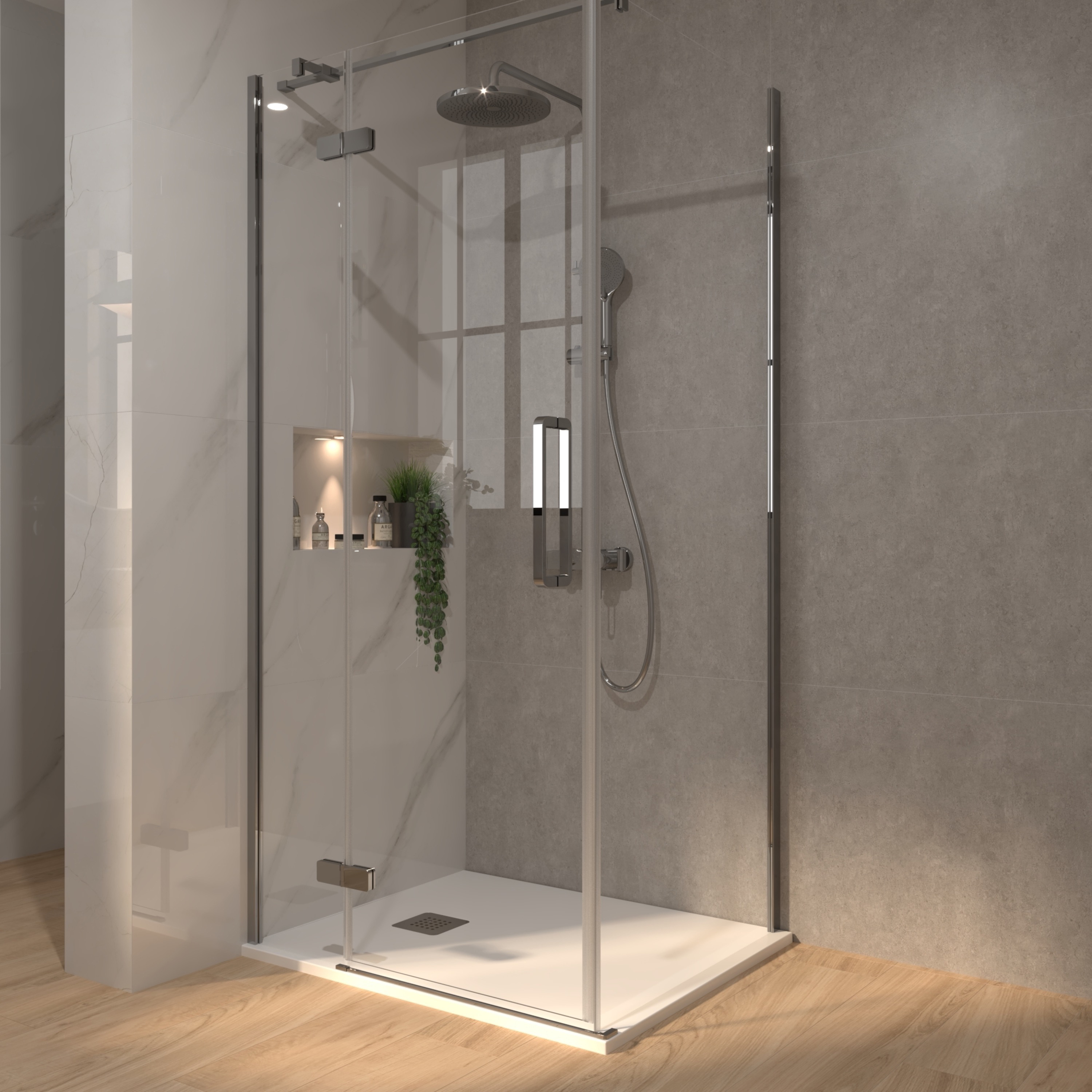 Tuš stranica za vrata Voxort Blue VI-line, 80x195, prozirno/krom