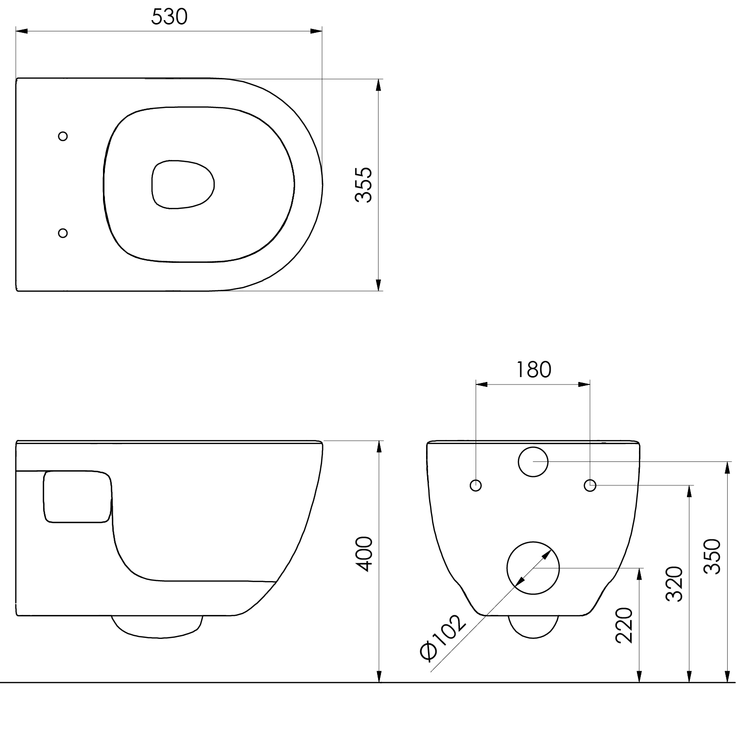Toaletna školjka viseća Concepto Brilla Rimless, max. 6 L, mat crna, 53 cm