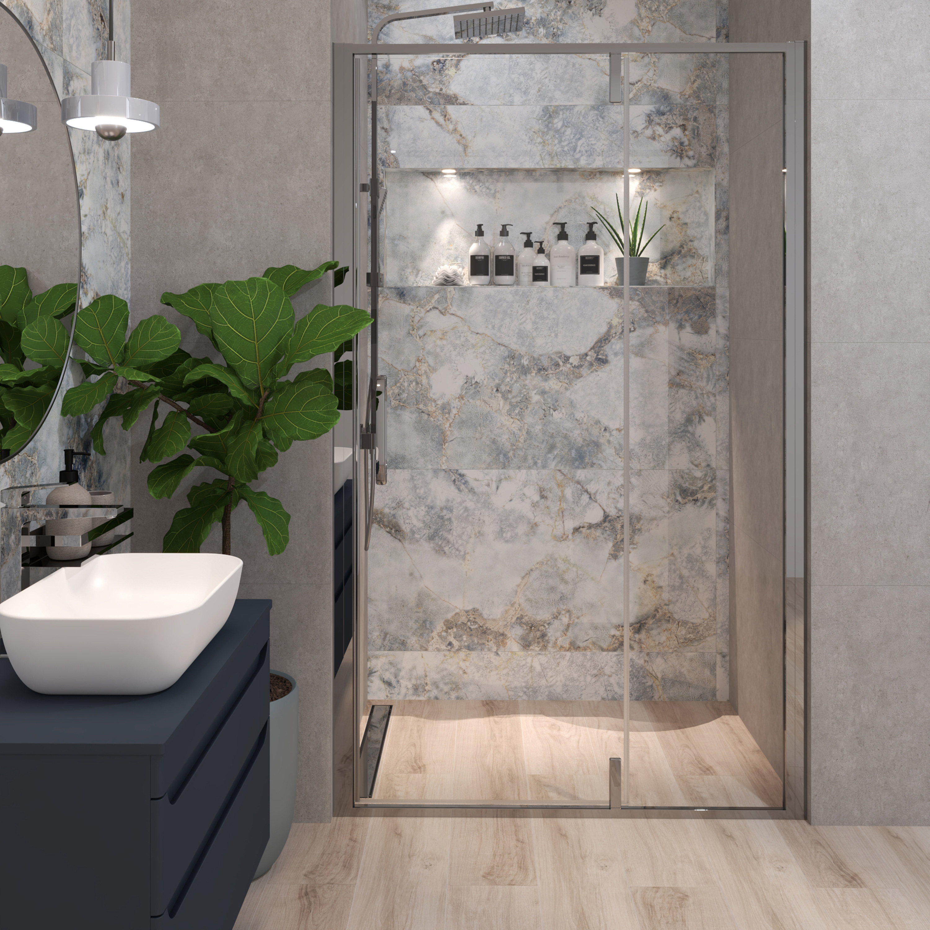 Tuš vrata jednokrilna Voxort Pro Premium PE3-line, 120x195, prozirno/krom