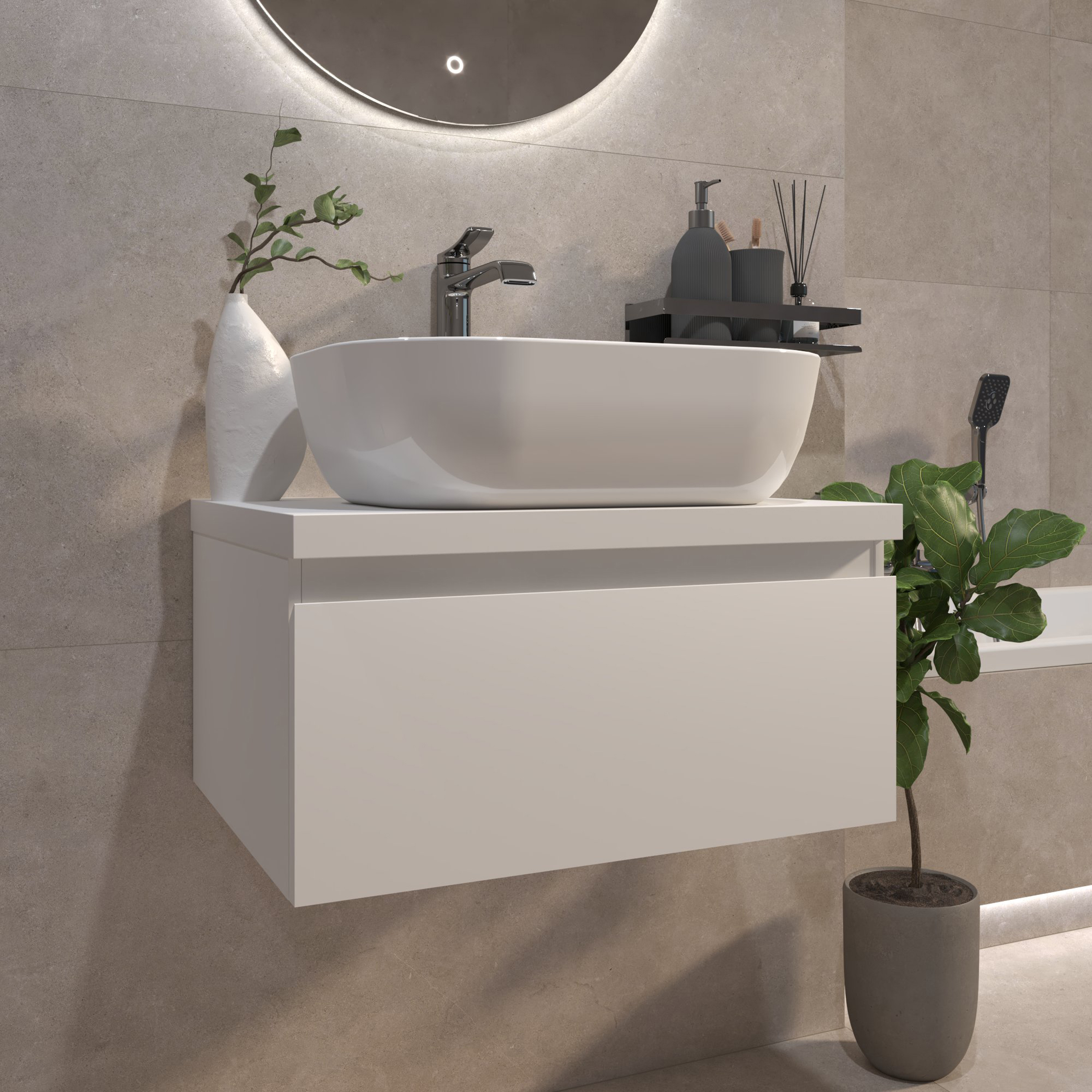 Kupaonski element viseći bez umivaonika Concepto+ Trend, 61 cm, sa topom A, s ladicom