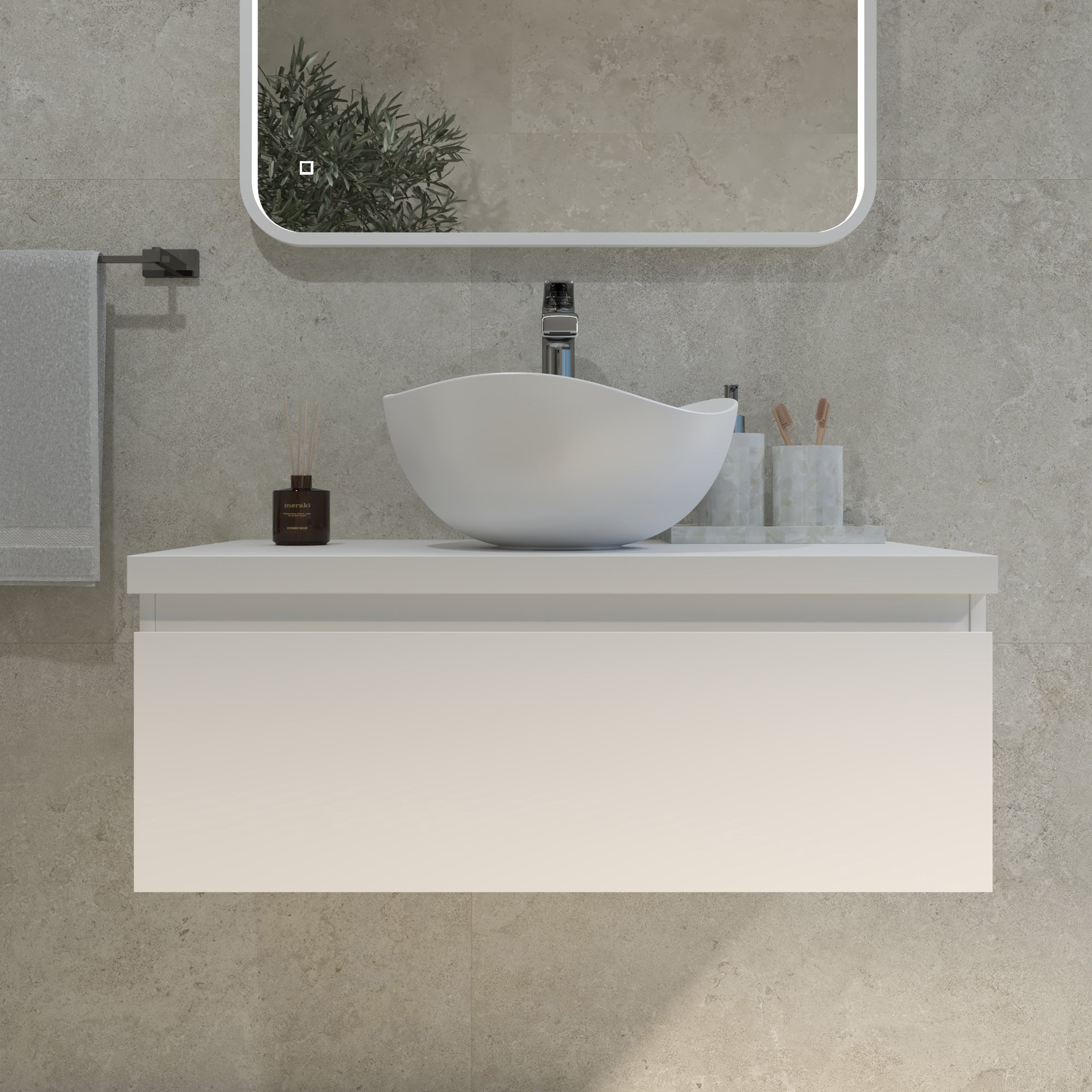 Kupaonski element viseći bez umivaonika Concepto+ Trend, 81 cm, sa topom A, sa ladicom