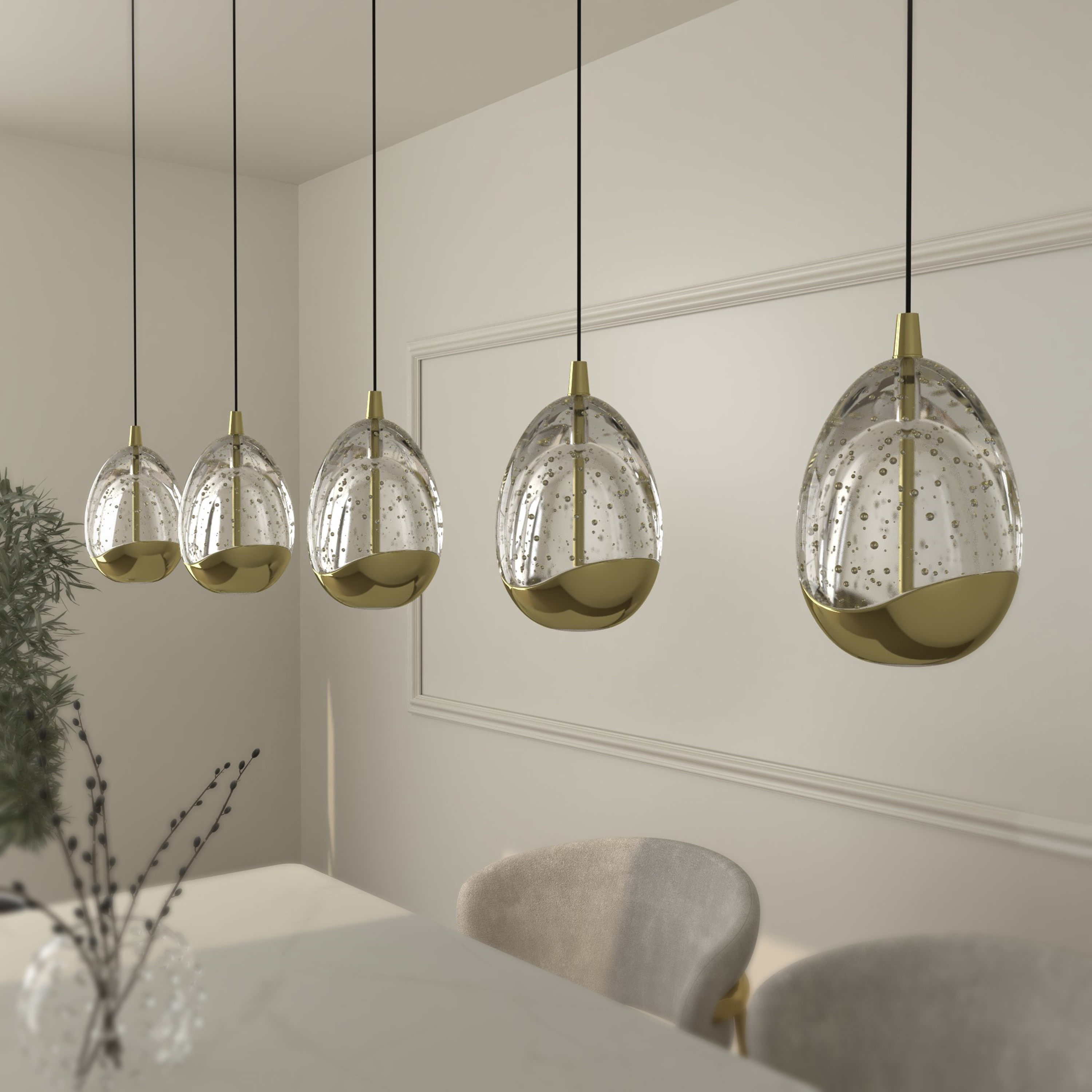 Visilica s pet izvora svjetlosti od 24 W Zorra Lighting Claire gold (3000 K)