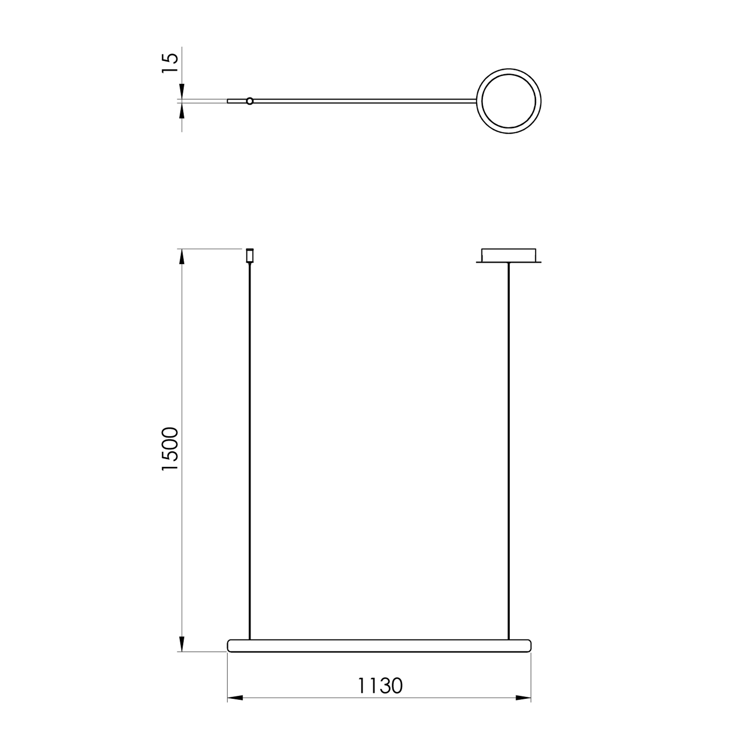 Visilica od 22 W Zorra Lighting Iva (3000 K, IP20, 1130x15x45 mm) crna