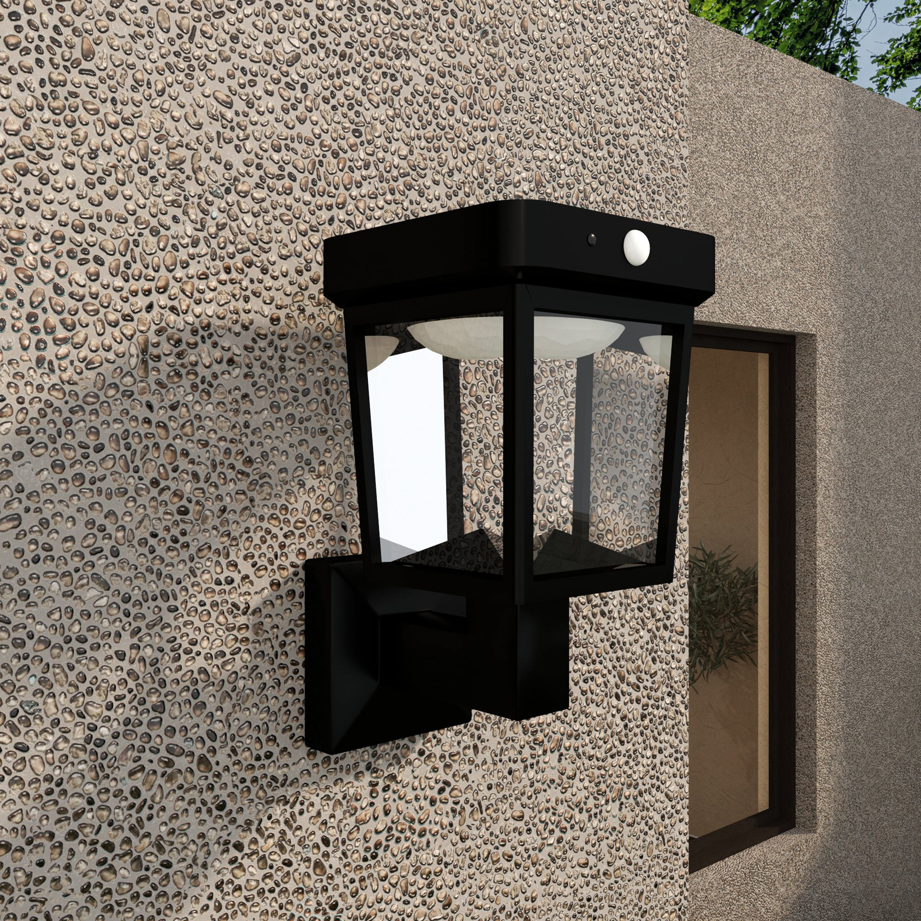 LED Solarna zidna lampa Zorra lighting Pondero (1000lm, 2000mAh, 16x1W, IP44) crna