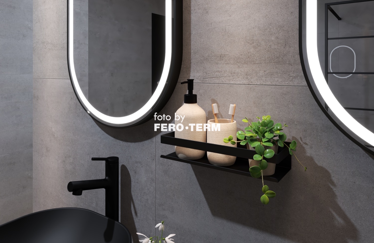 Polica Voxort 760, 10,5x6x30 cm, inox, M crna