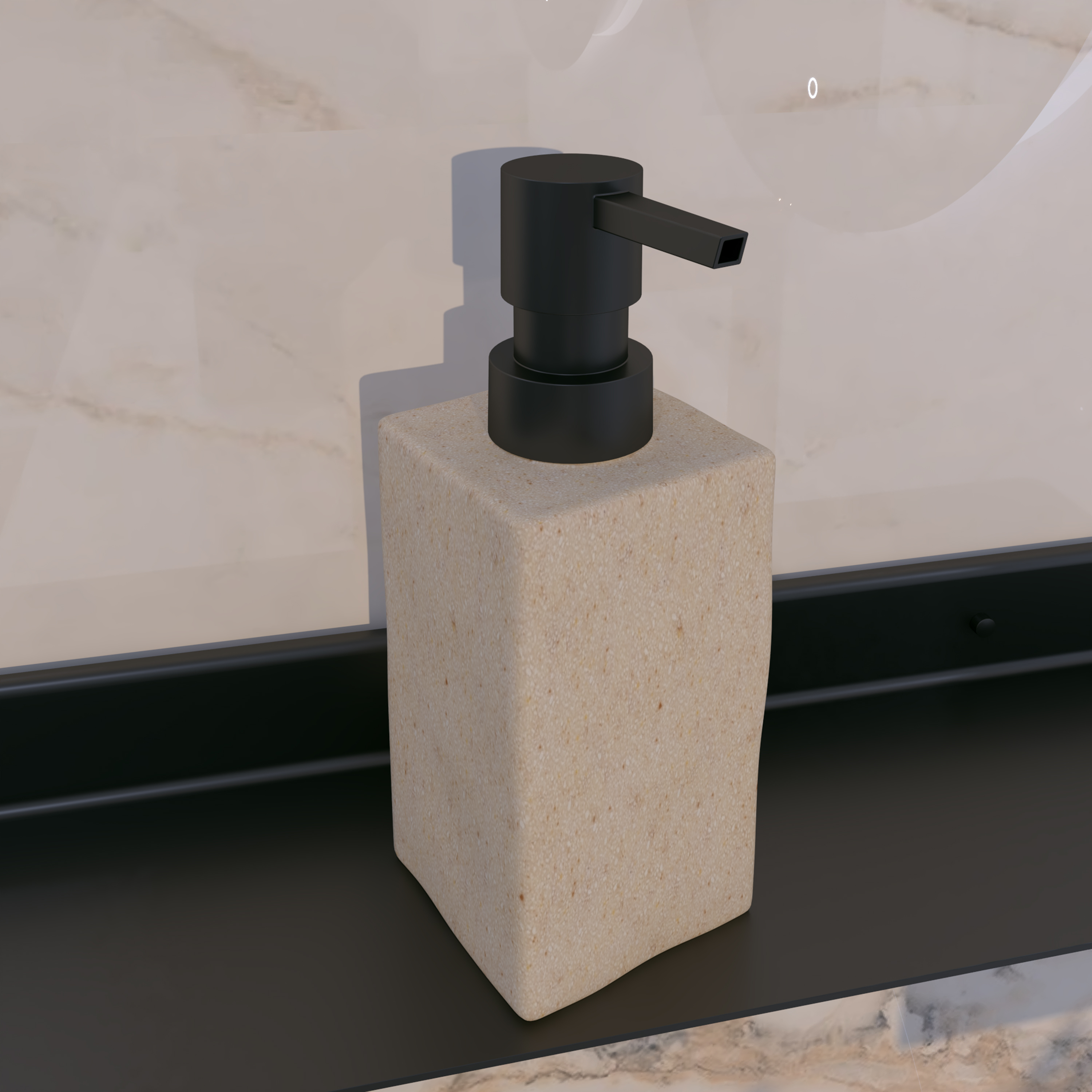 Dozator sapuna Tendance Pavia, polyresin, imitacija kamena, četvrtasti, bež