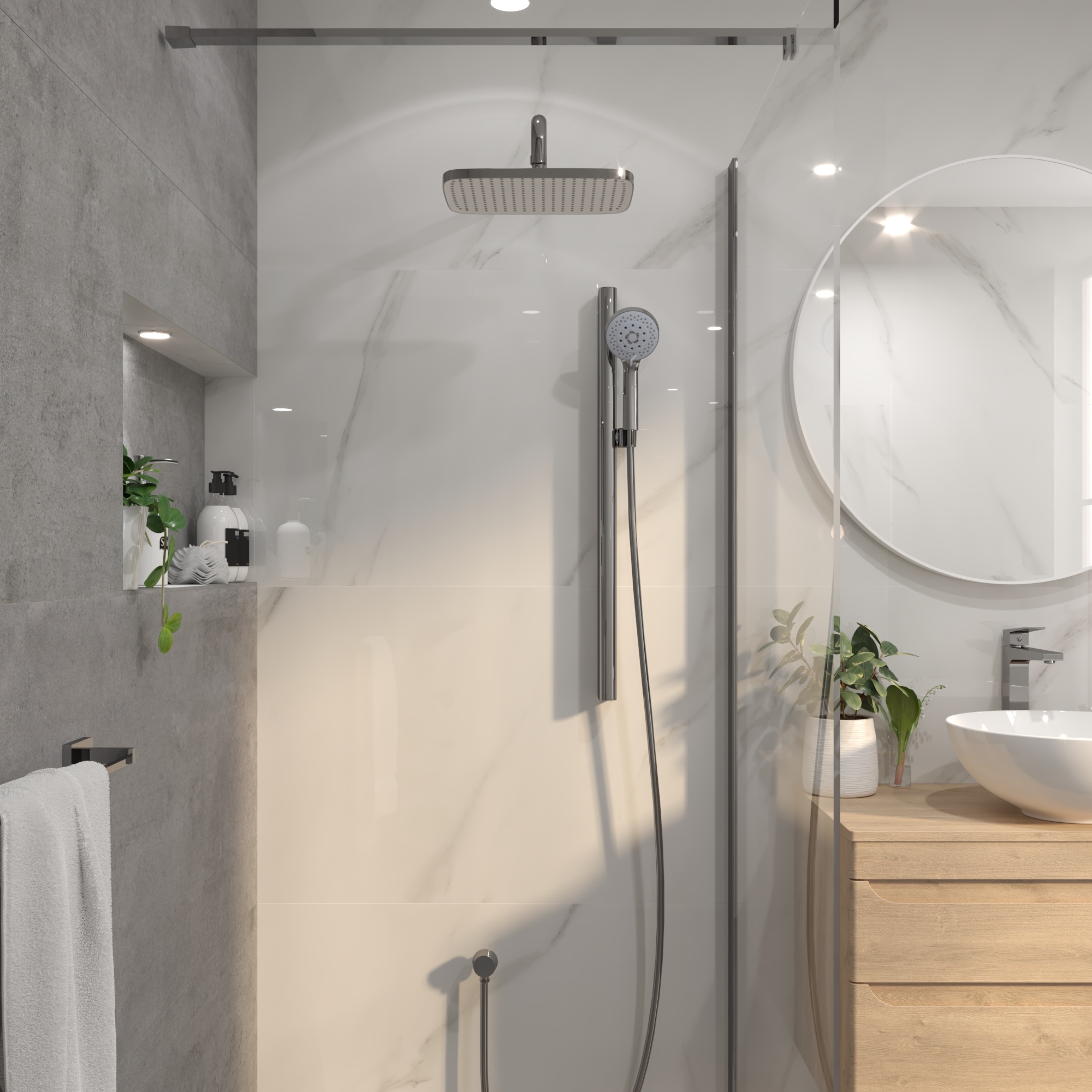 Tuš set Voxort Ella, 5 funkcije, crijevo tuša PVC 150 cm