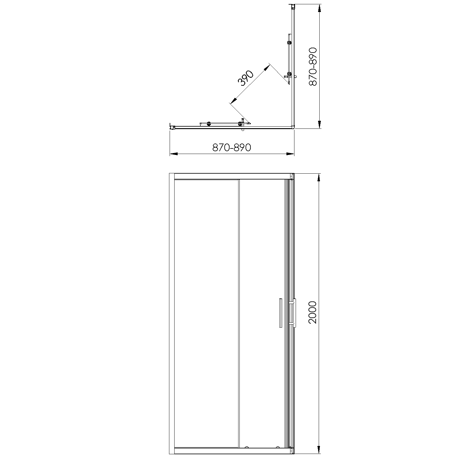 Tuš kabina kvadratna Voxort Blue, 90, prozirno/krom, h-200