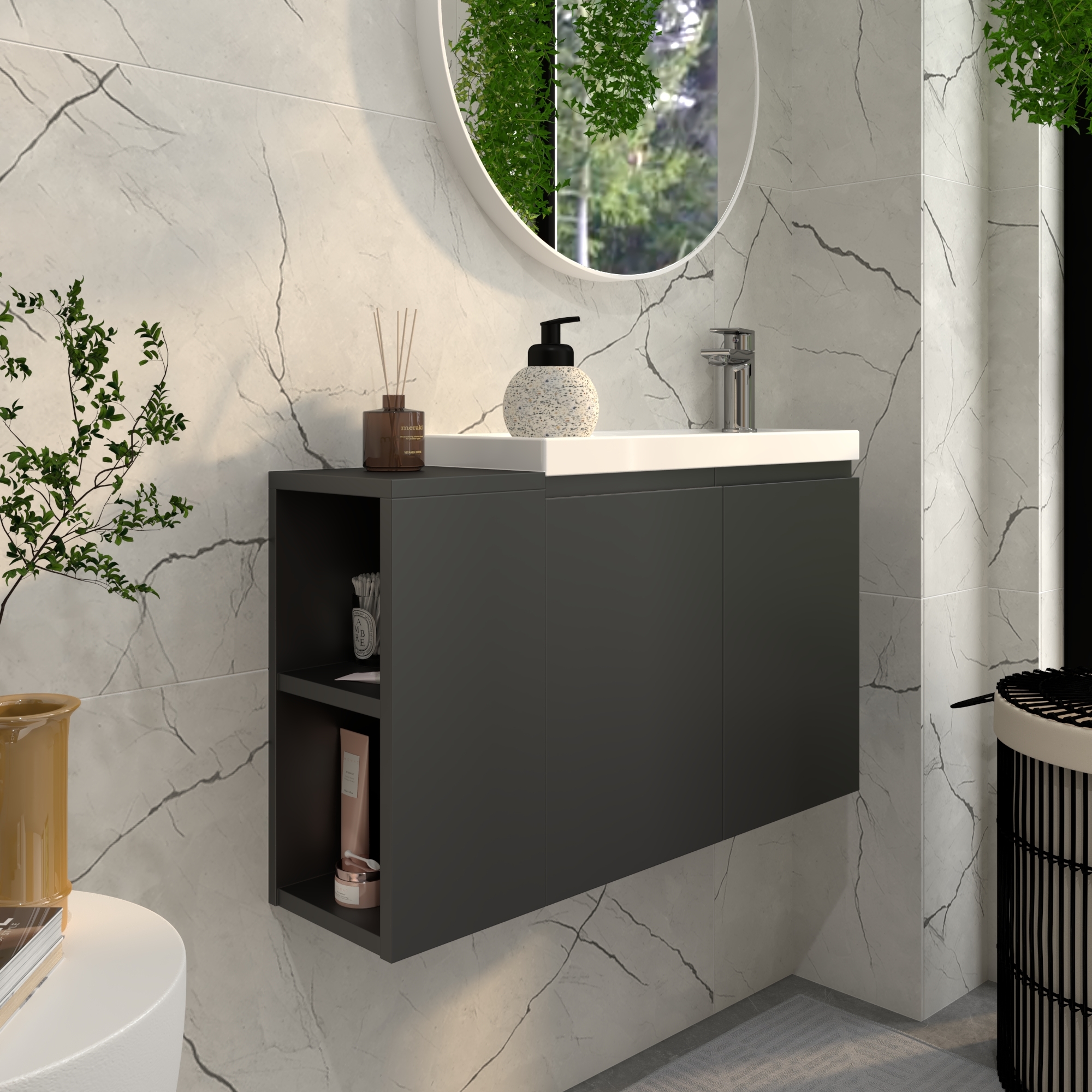 Kupaonski element viseći Concepto+ Slim, 20 cm, antracit