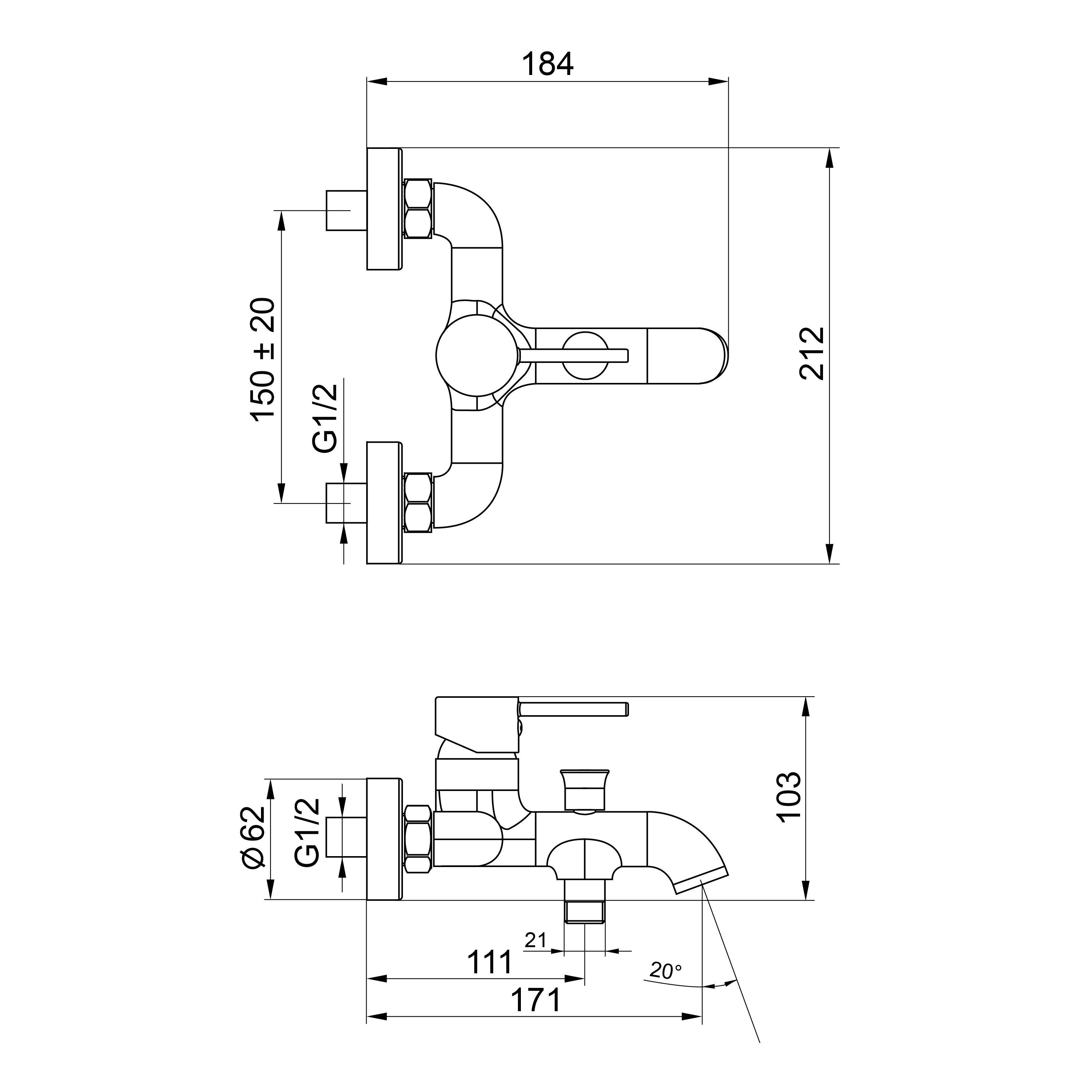 Miješalica za kadu Voxort Maya Black 