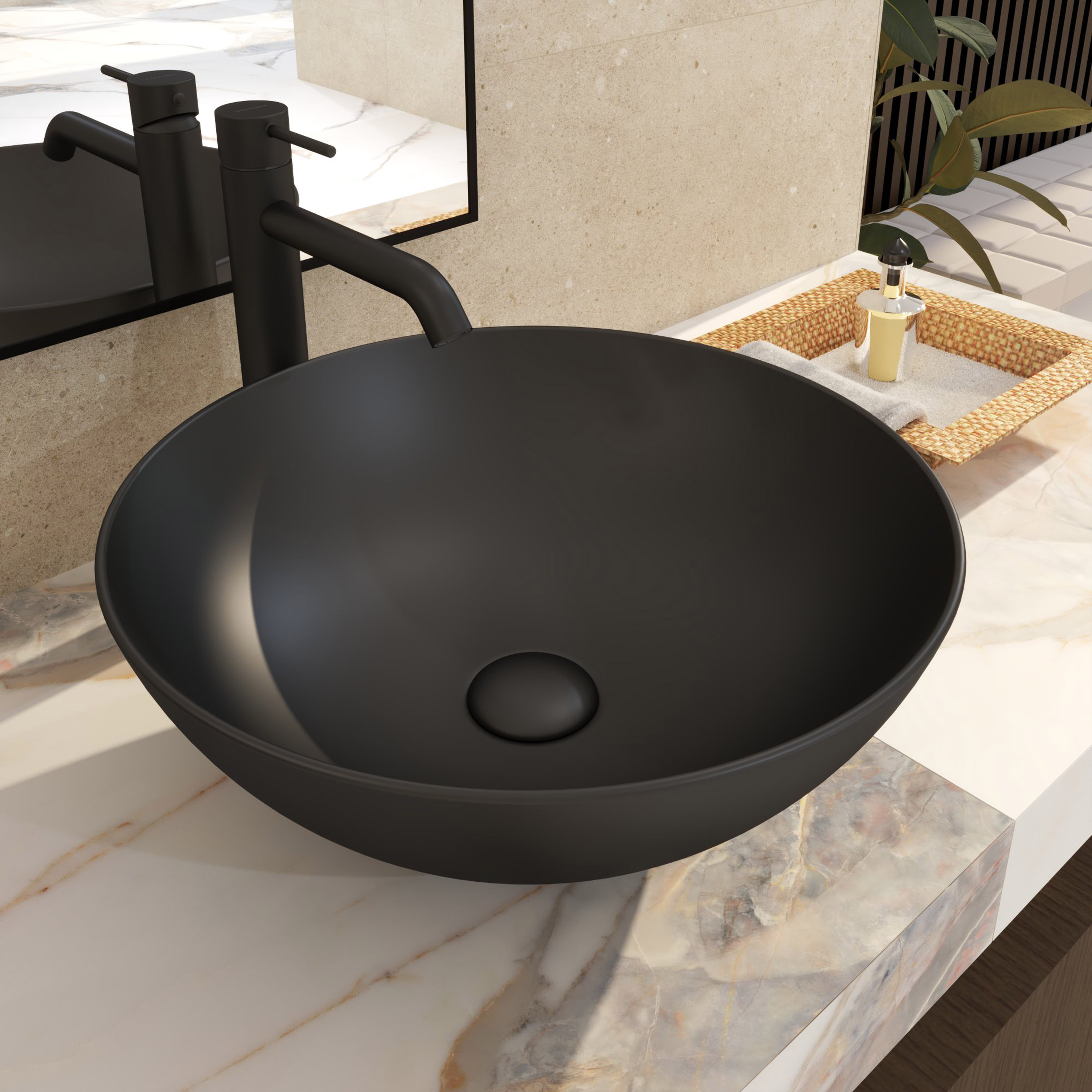 Umivaonik na ploču Concepto Fole Black mat, 40 cm