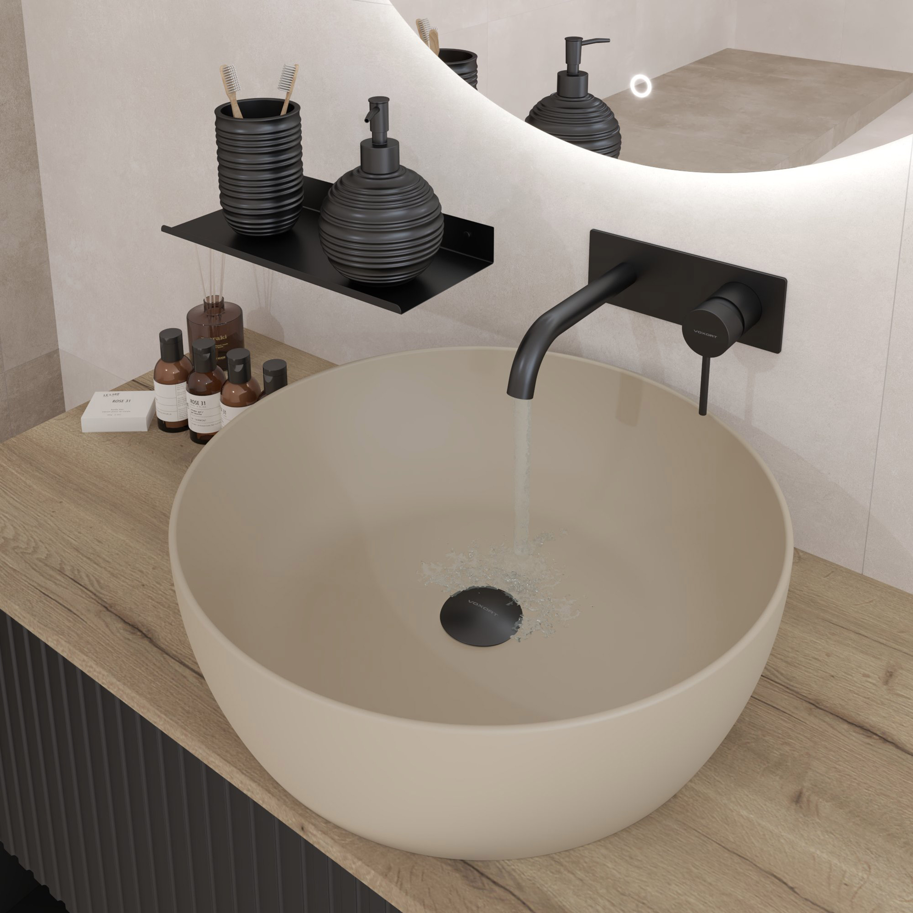 Umivaonik na ploču Concepto Hera Cappuccino, 46 cm