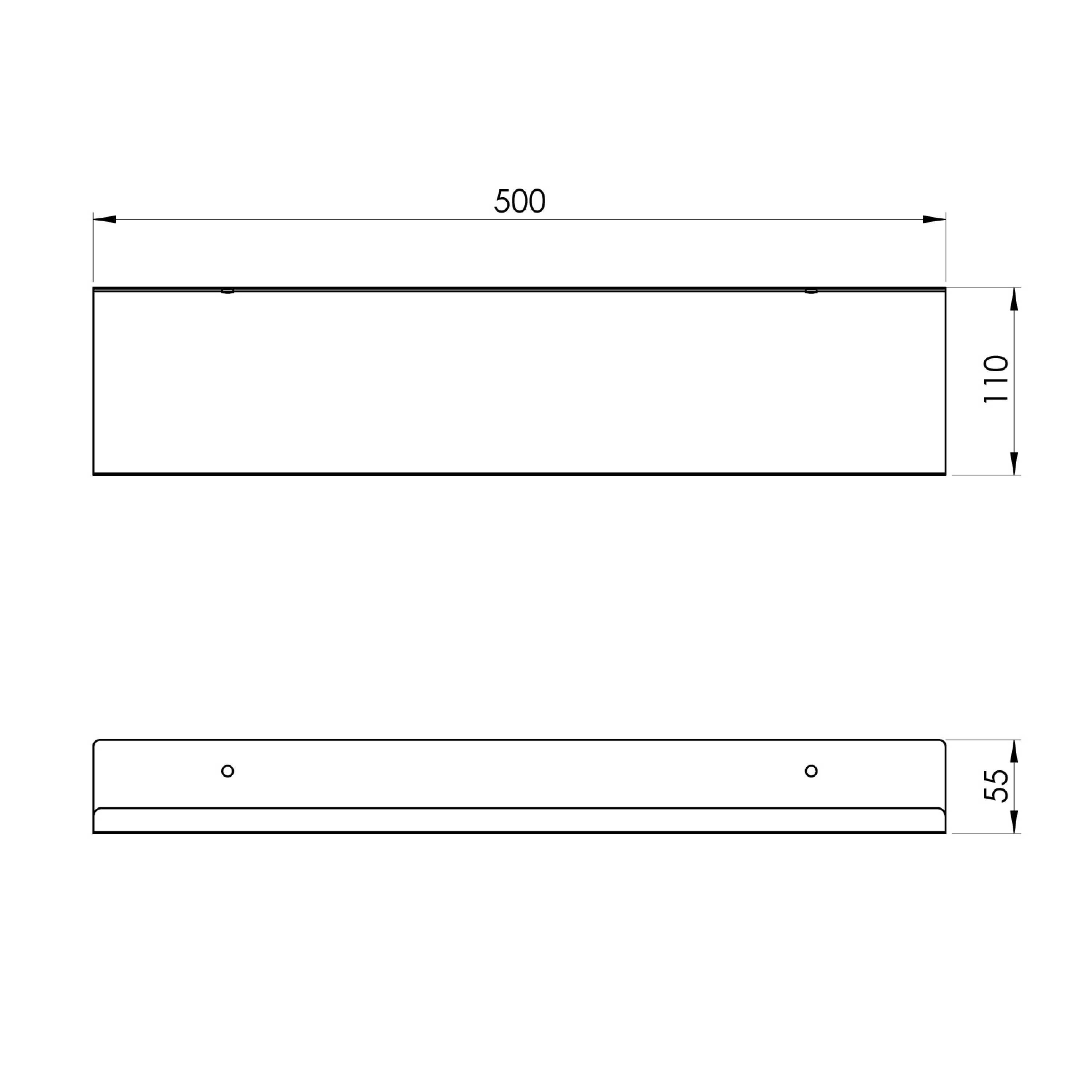 Polica Voxort 830, 11x5,5x50 cm, inox, Krom L