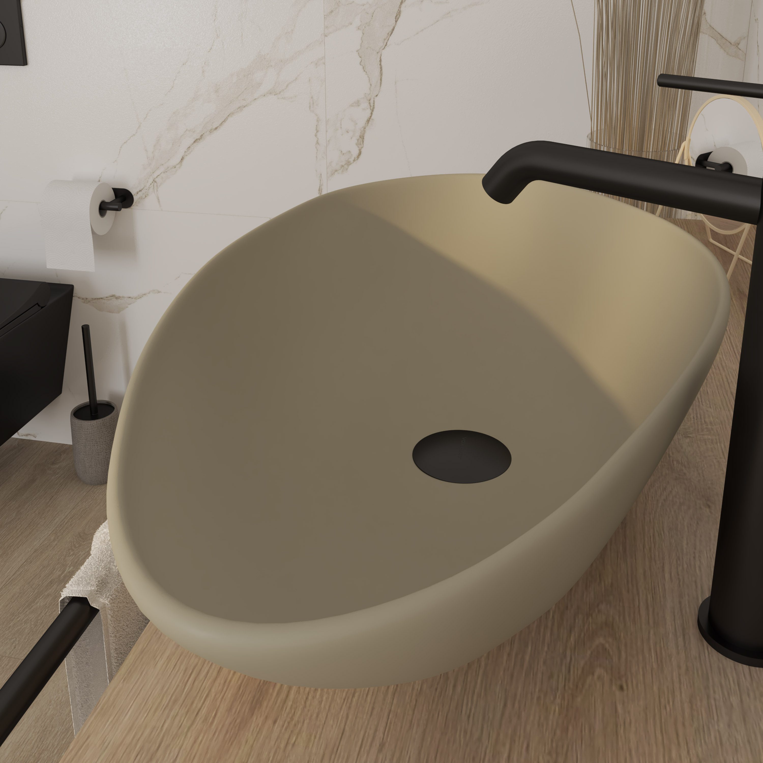 Umivaonik na ploču Concepto Ollie Cappuccino, 60x36 cm