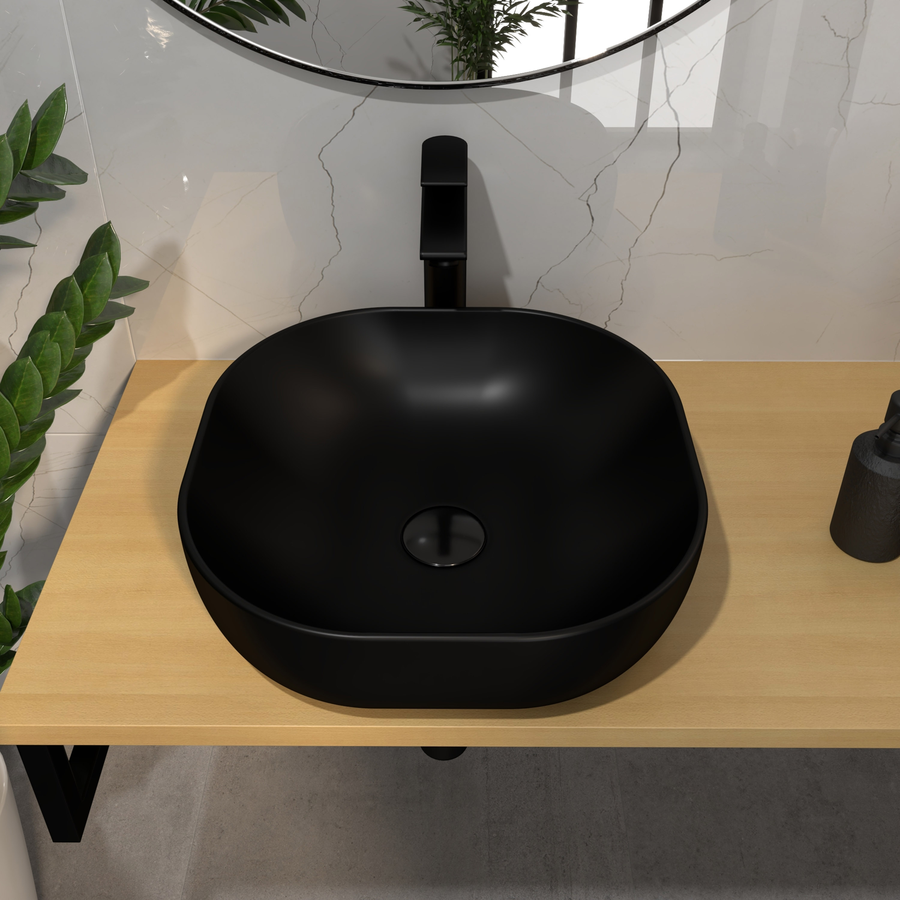 Umivaonik na ploču Concepto Bell, 42x42x14,5 cm, mat crna