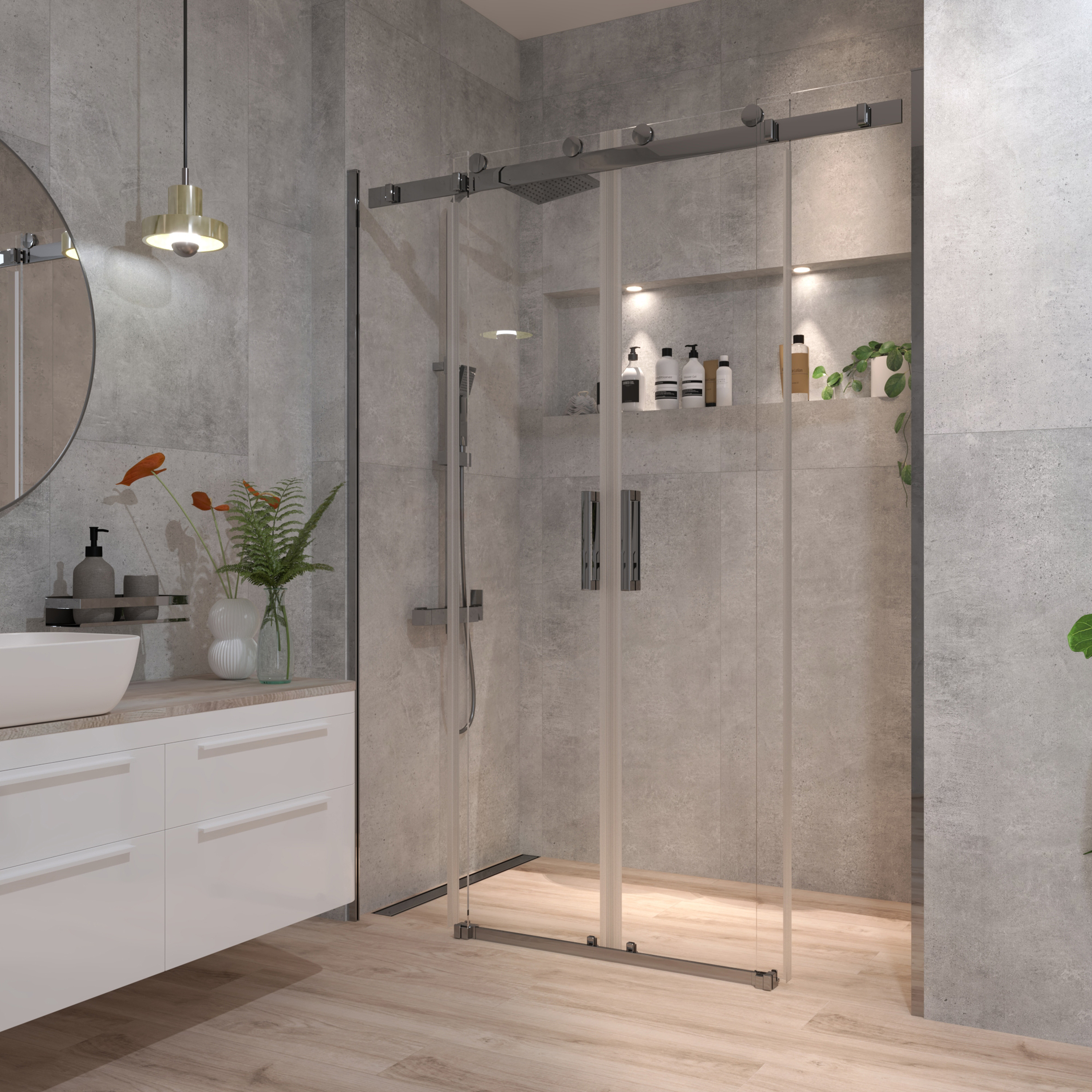 Tuš vrata klizna Voxort Pro Premium SB-line, 150x195, prozirno/krom