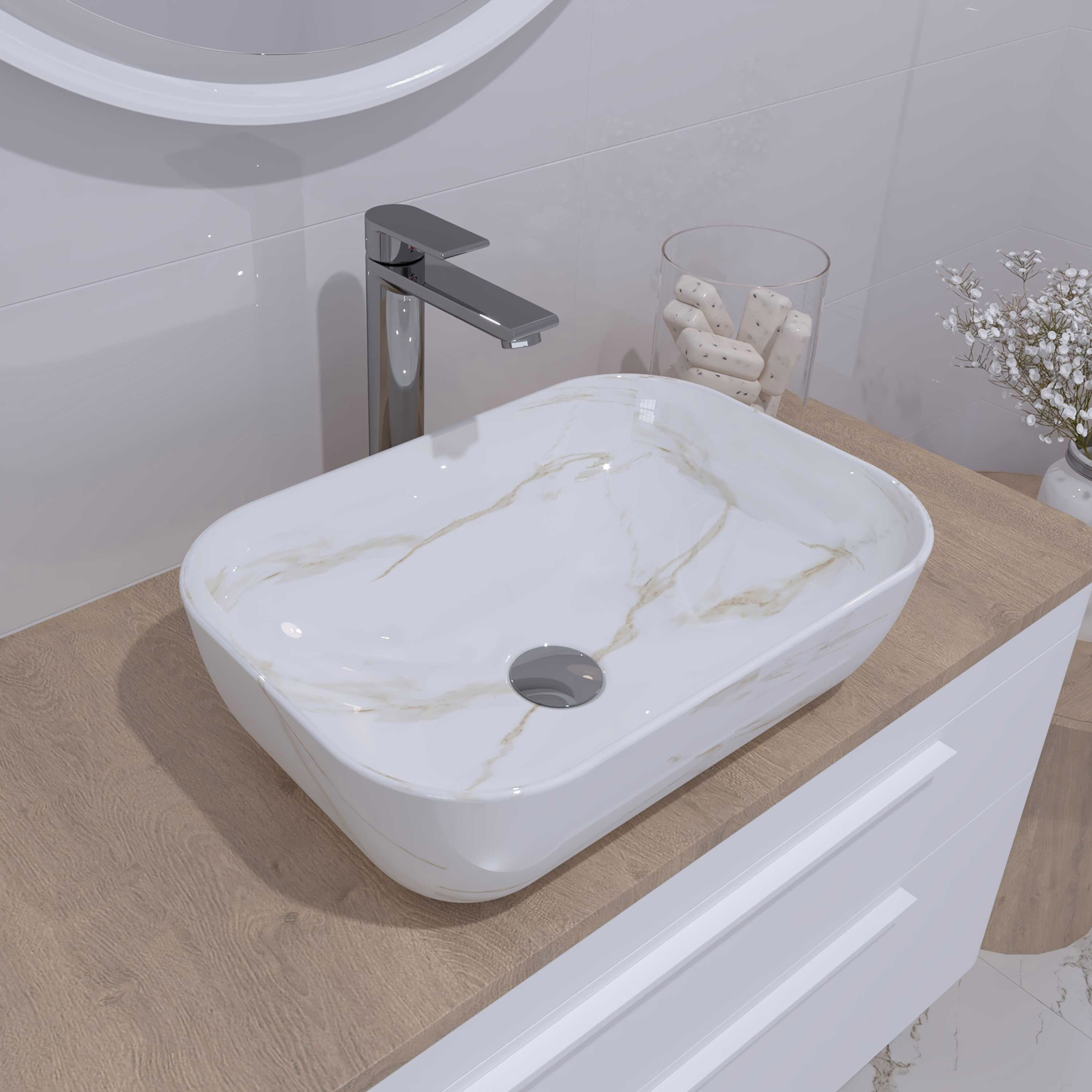 Umivaonik na ploču Concepto Bell, 46,5x32x13,5 cm, Marble