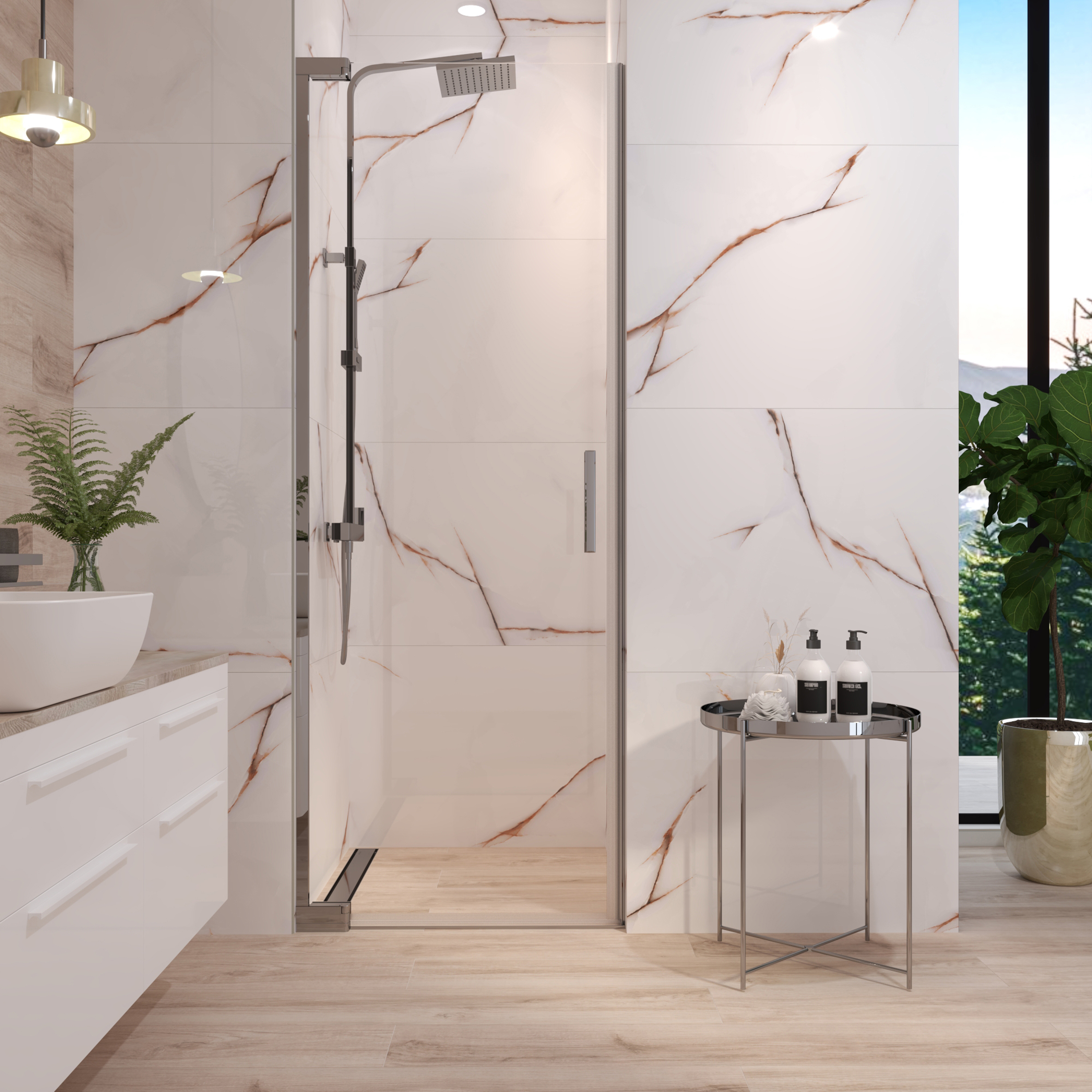 Tuš vrata jednokrilna Voxort Pro P1-line, 80x200, prozirno/krom, 8 mm
