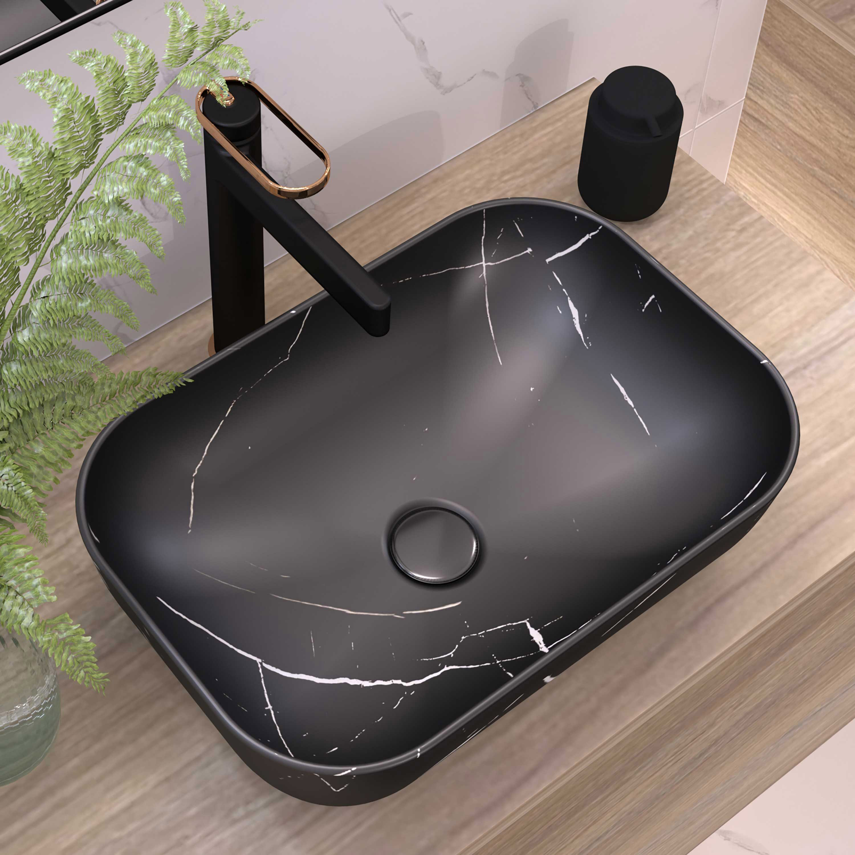 Umivaonik na ploču Concepto Bell Marble Black, 46,5x32x13,5 cm