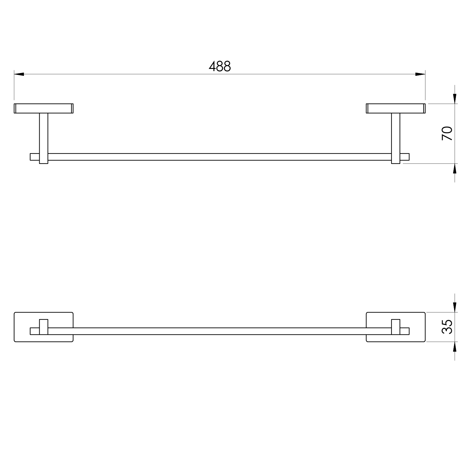 Držač ručnika Voxort 4000, 1/1, crna, sjaj, zidni