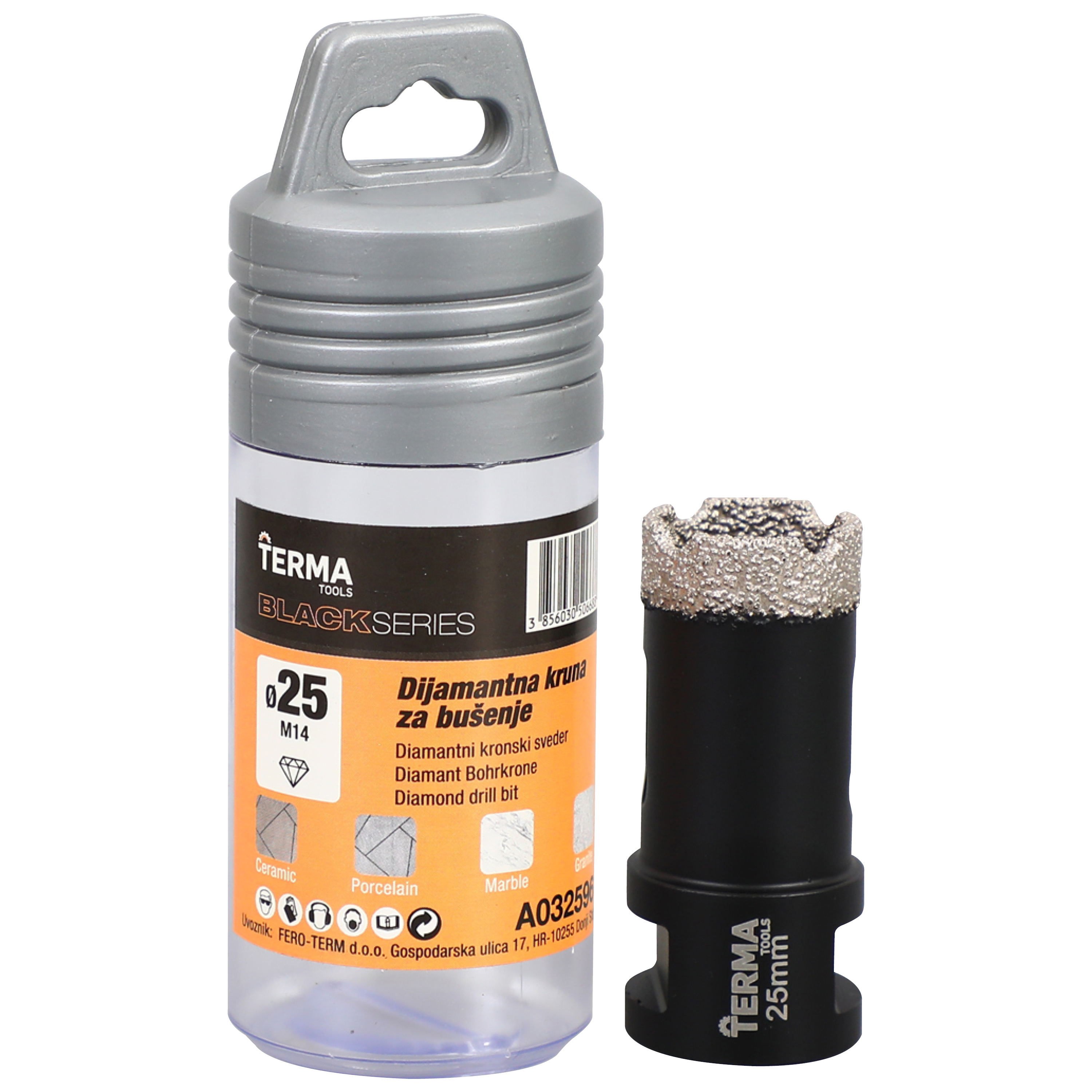 Dijamantna kruna TERMATools, BLACK Series,  M14, 25 mm
