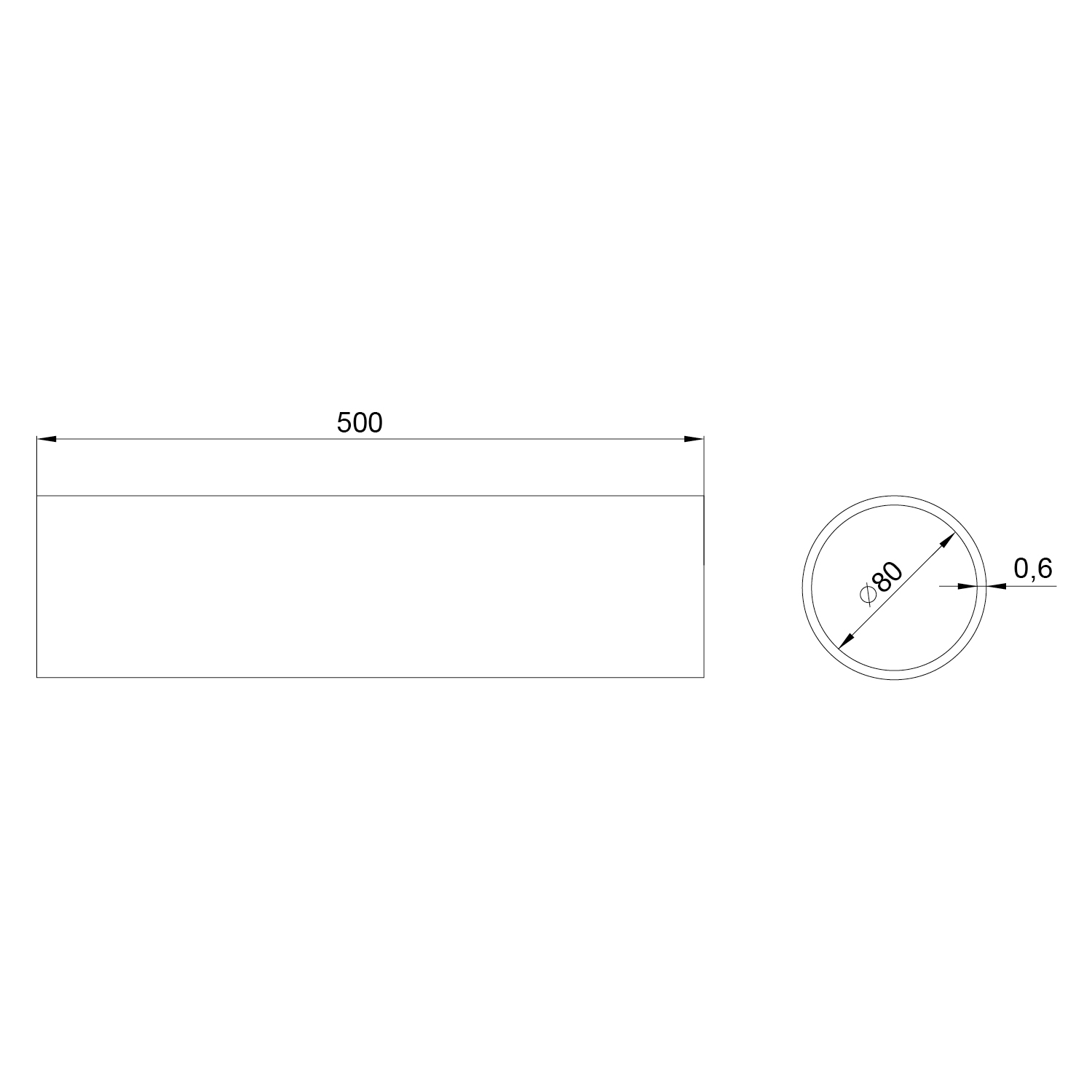 Dimovod za pelet cijev Terma Basic, 80 mm, 0,5 m
