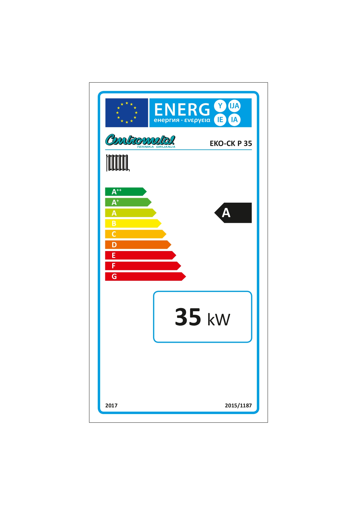 Kotao na kruta goriva Centrometal Ckp Eko,  35 kW, čelični