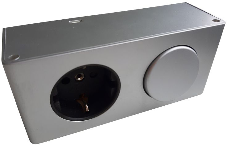 Powerbox Concepto+, sa prekidačem i utičnicom, sivi (NCB9)